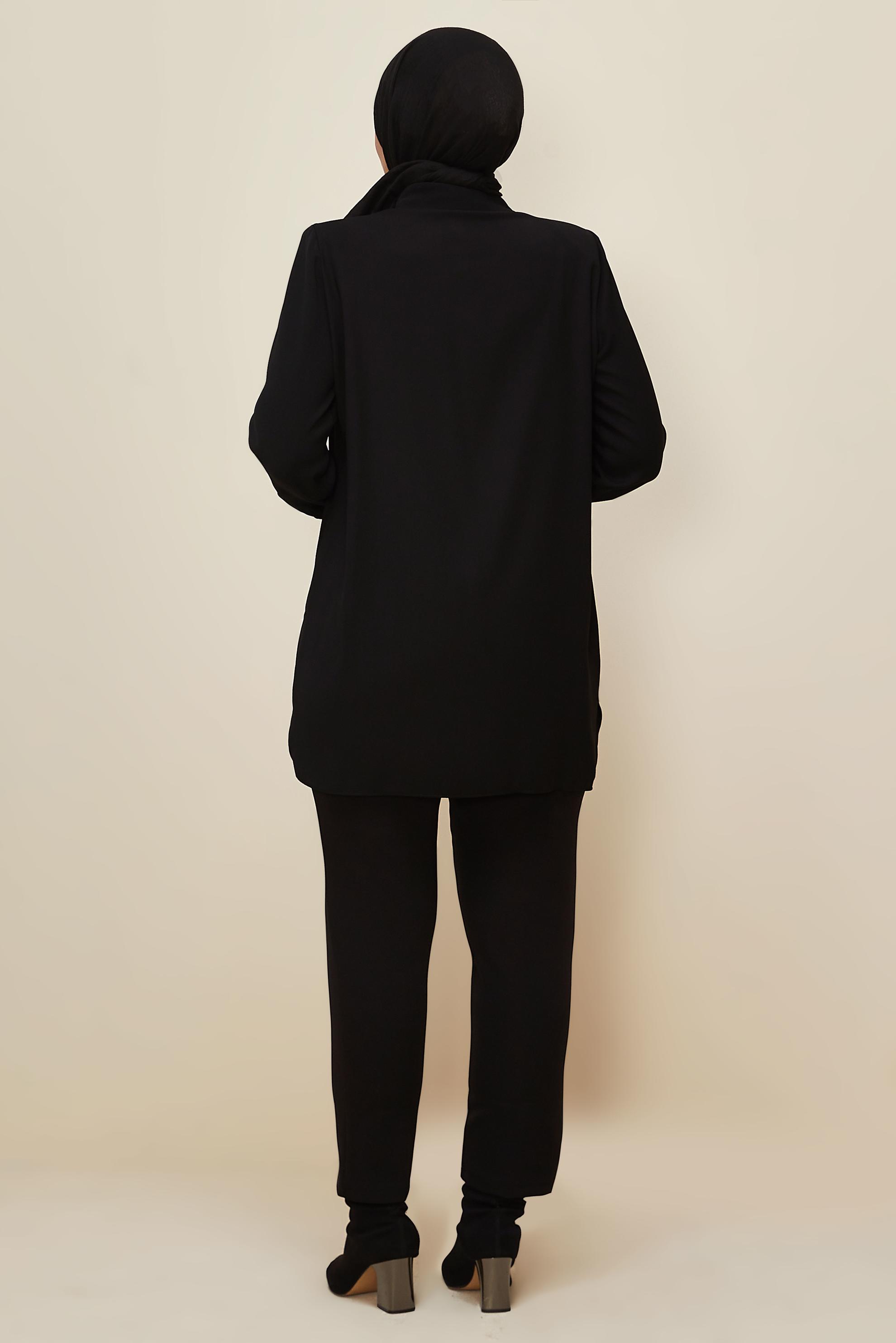 Vêtements hijab NOIR TUNIQUE COL CHEMISE 20865