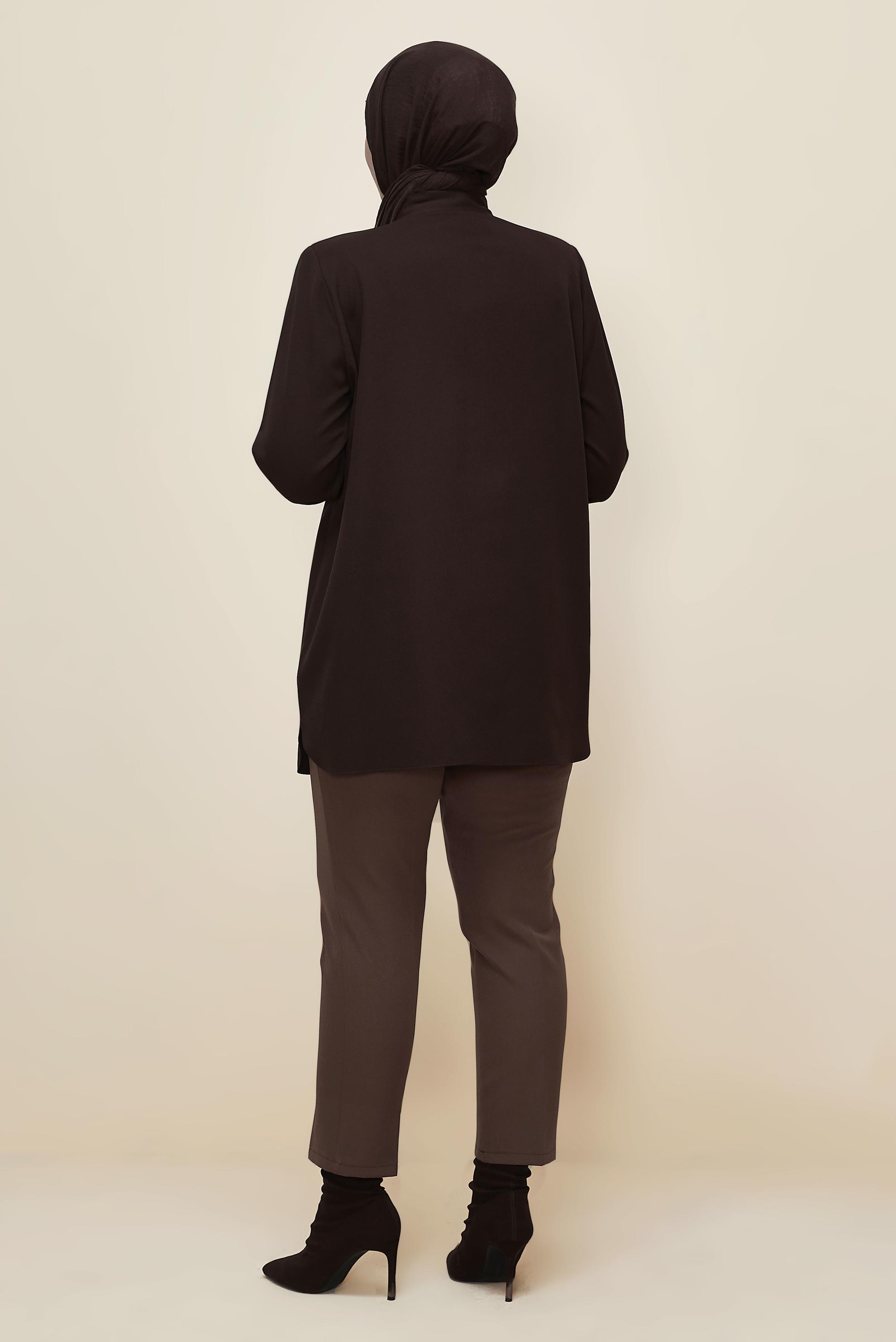 Vêtements hijab BRUN TUNIQUE COL CHEMISE 20865