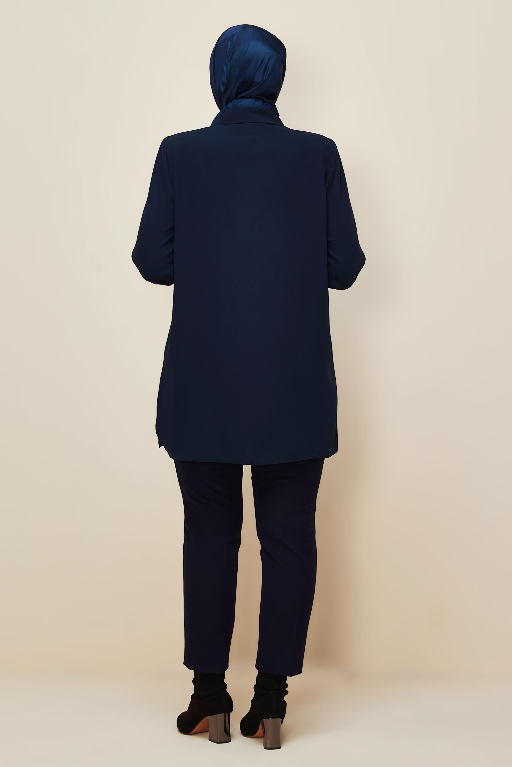 Vêtements hijab BLEU MARINE TUNIQUE COL CHEMISE 20865