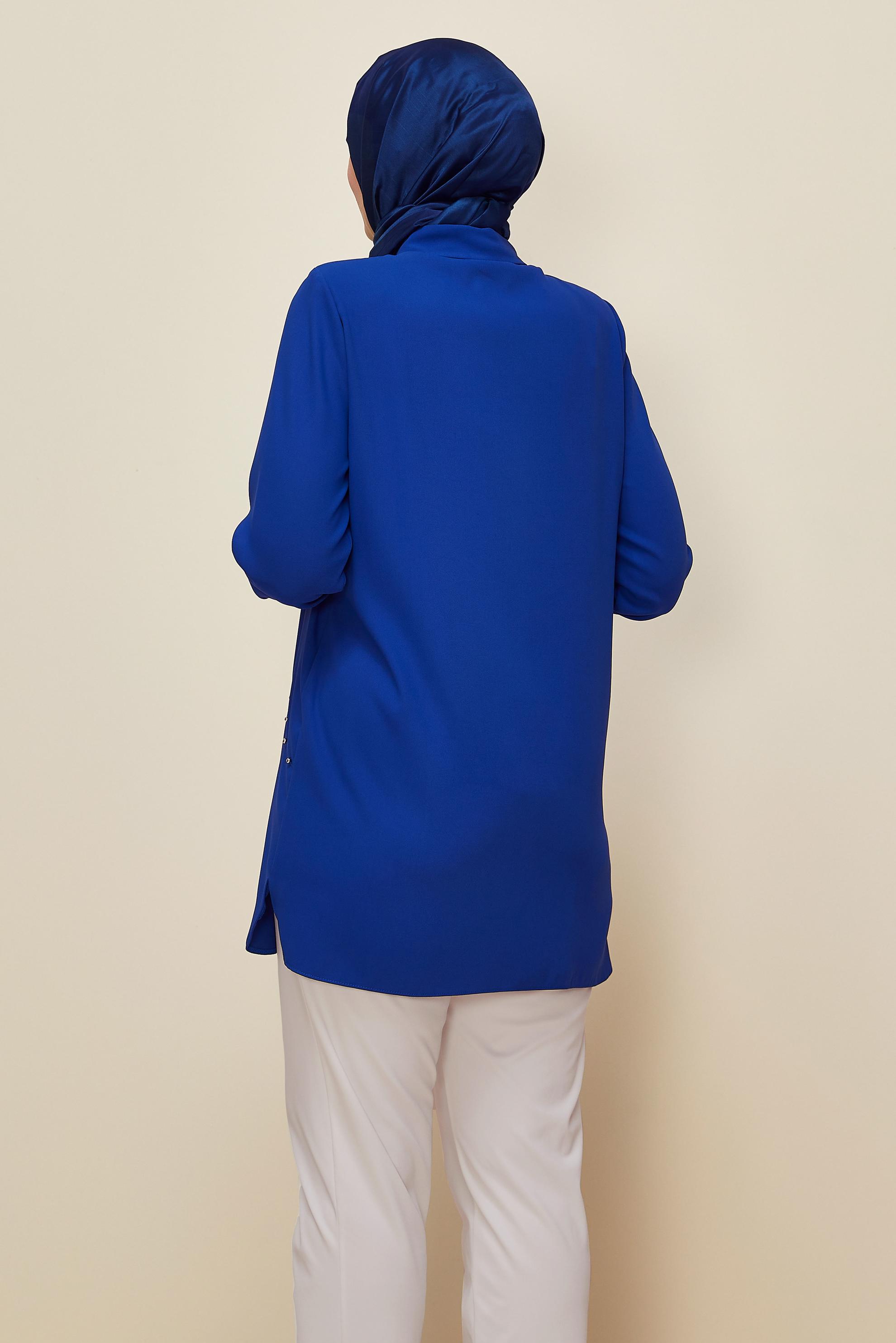 Vêtements hijab BLEU MARINE TUNIQUE COL CHEMISE 20865