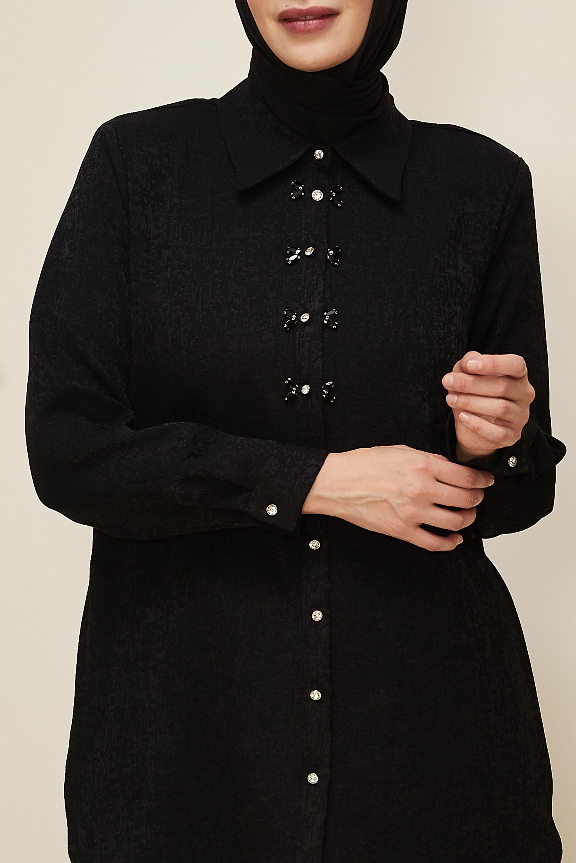 Vêtements hijab NOIR TUNIQUE JACQUARD 20866