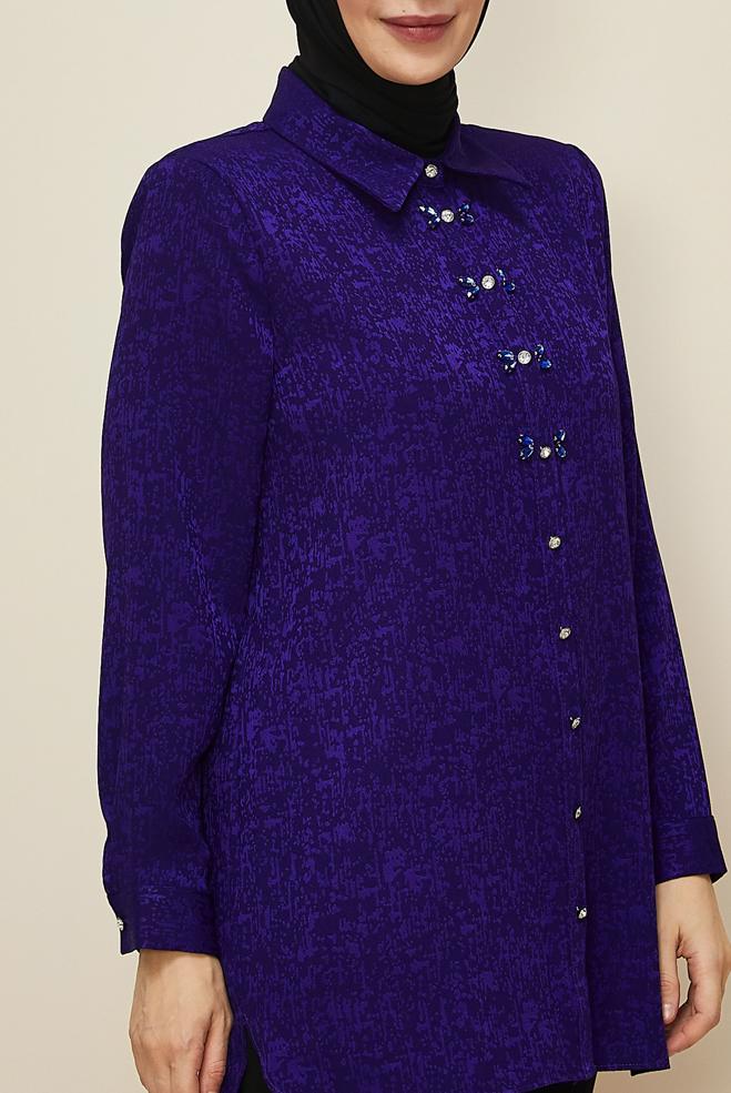 Vêtements hijab POURPRE TUNIQUE JACQUARD 20866 - ALVİNA