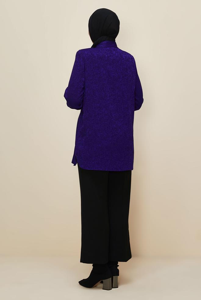 Vêtements hijab POURPRE TUNIQUE JACQUARD 20866 - ALVİNA