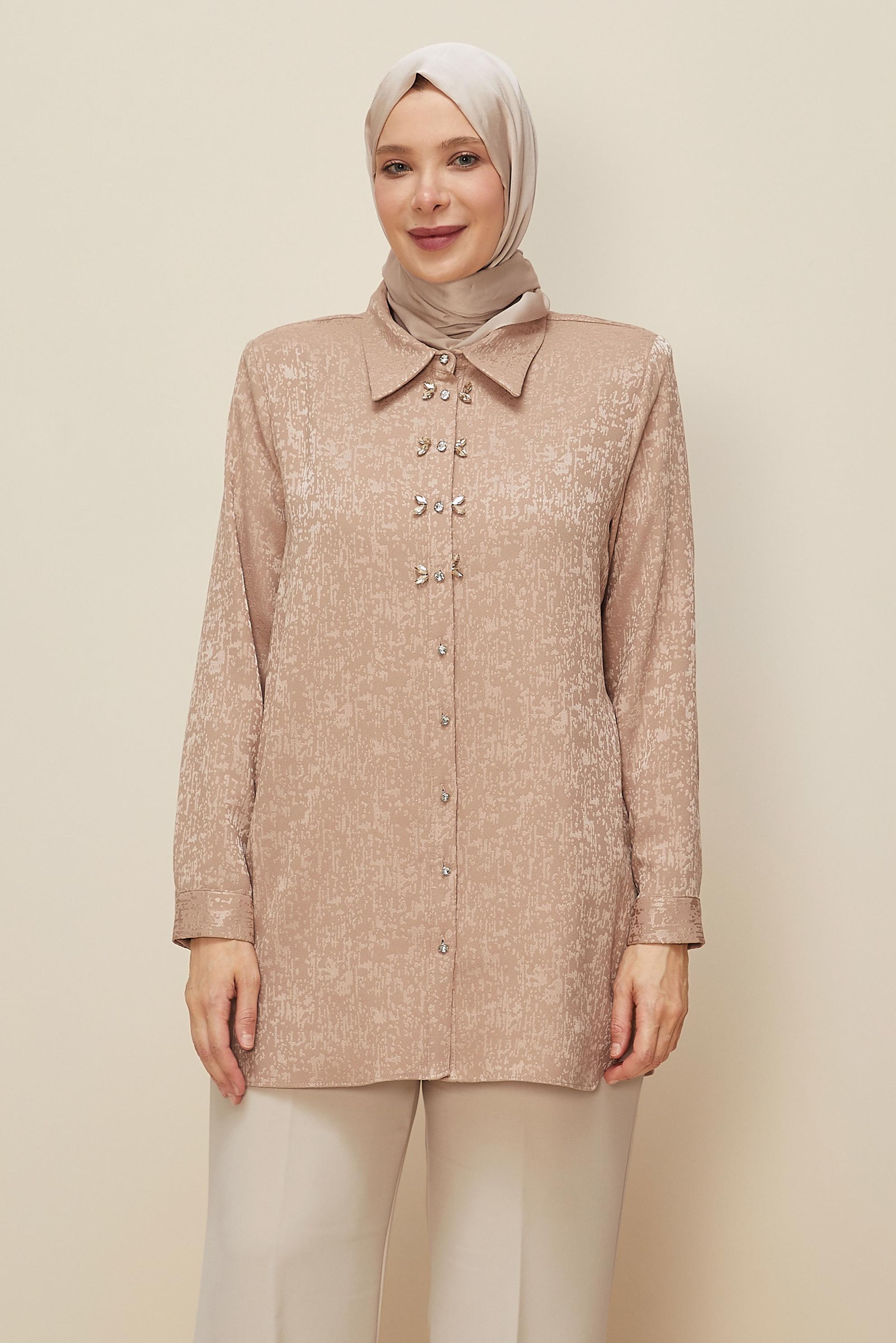 Vêtements hijab BEIGE TUNIQUE JACQUARD 20866