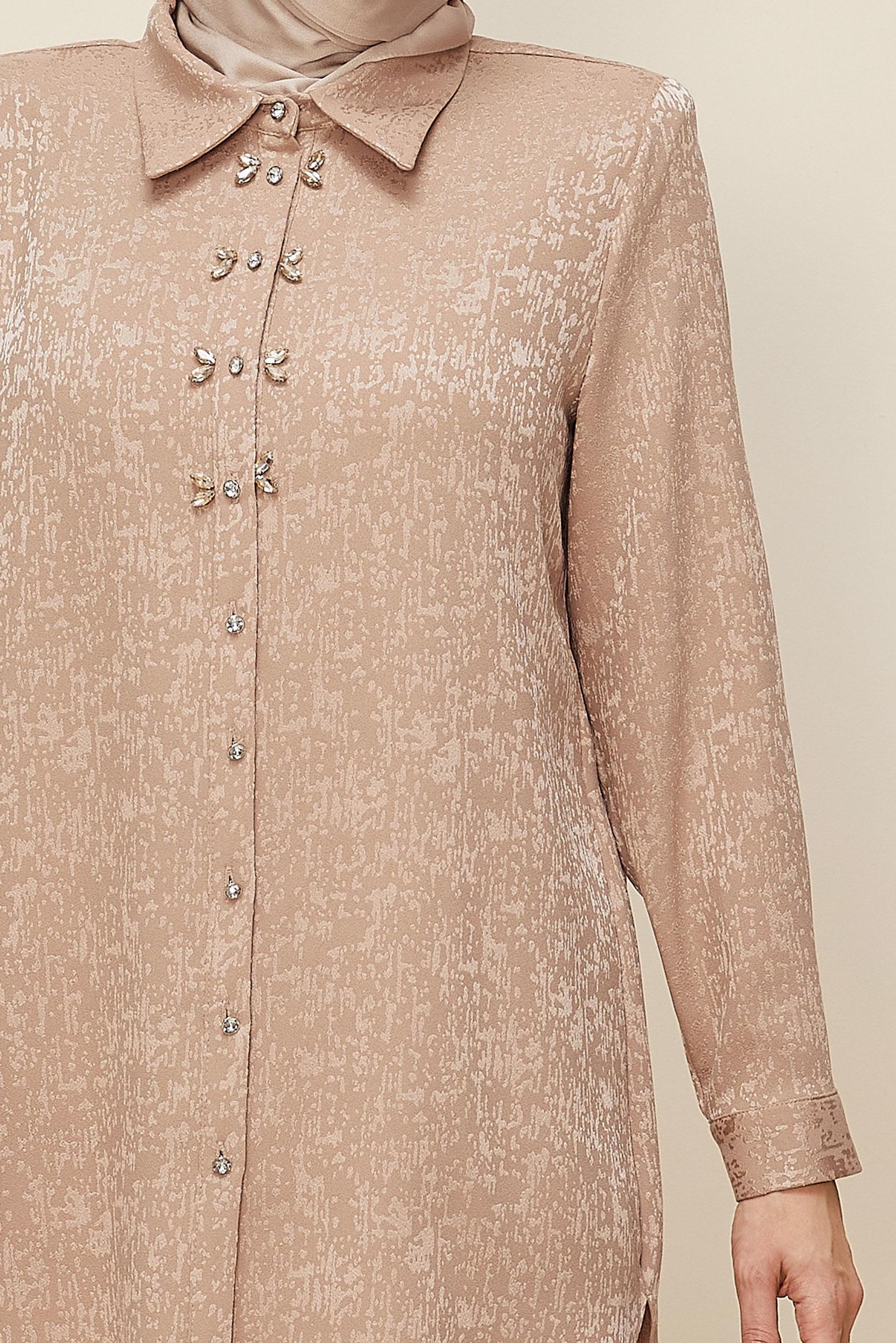 Vêtements hijab BEIGE TUNIQUE JACQUARD 20866
