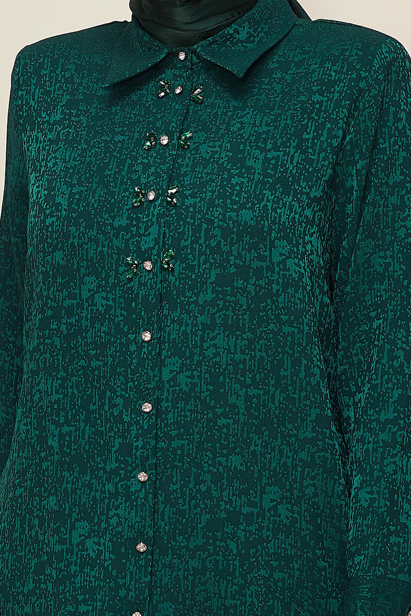 Vêtements hijab VERT TUNIQUE JACQUARD 20866