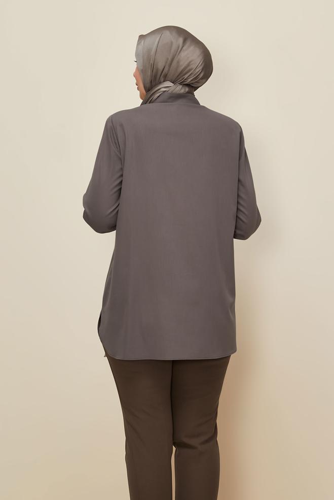 Vêtements hijab VISON TUNIQUE BRODÉE DE GEMMES 20867 - ALVİNA