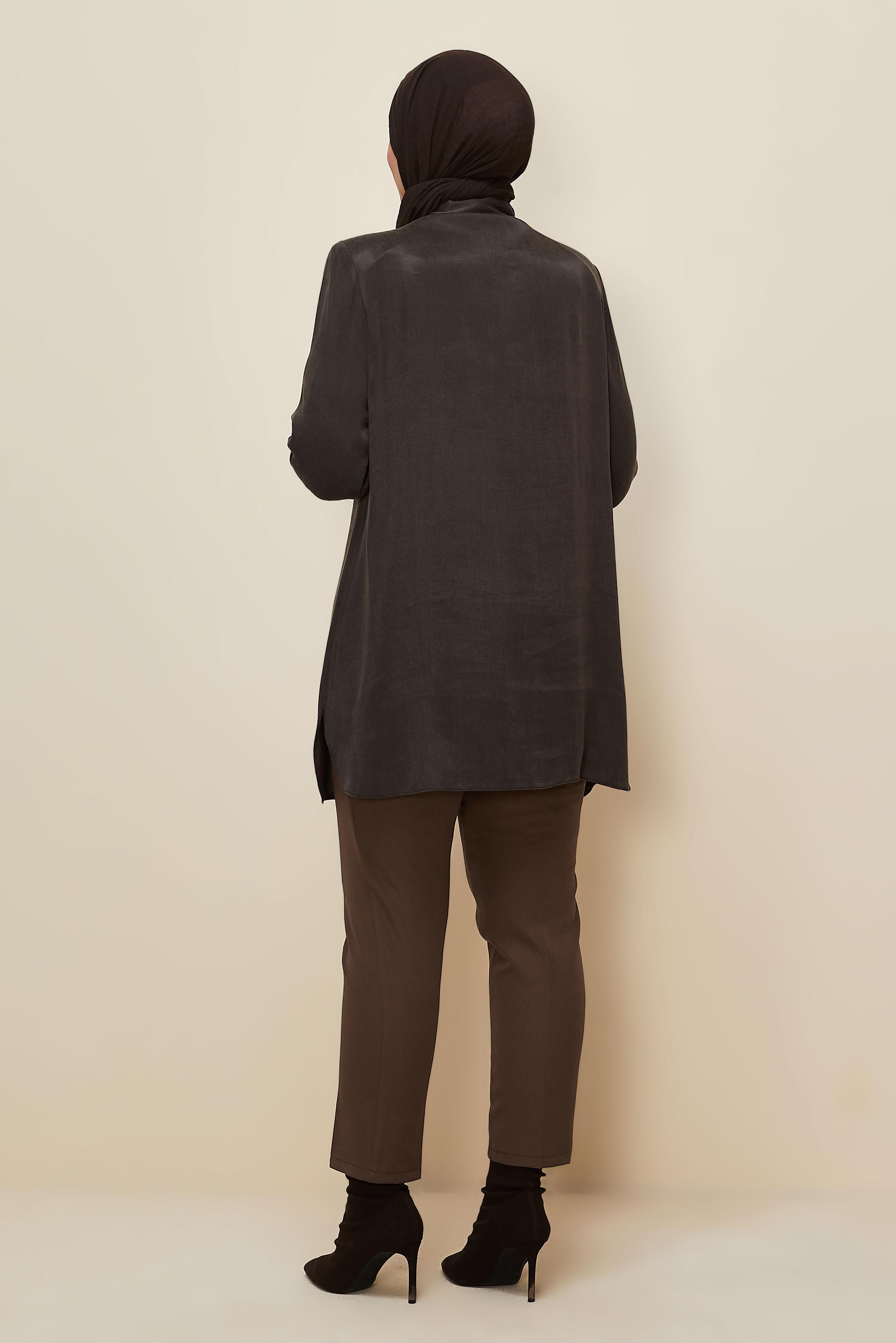 Vêtements hijab BRUN TUNIQUE BRODÉE DE PERLES 20875