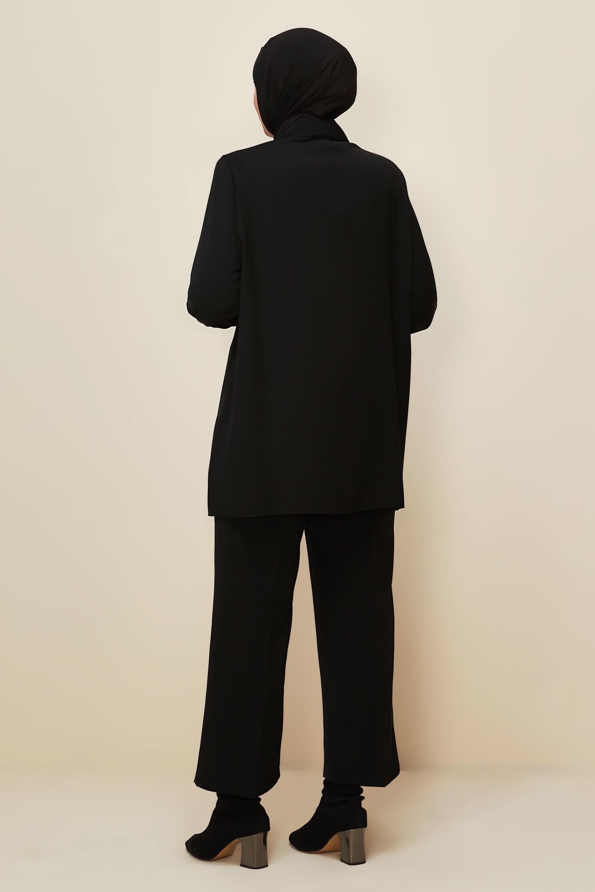 Vêtements hijab NOIR TUNIQUE BRODÉE DE PERLES 20876