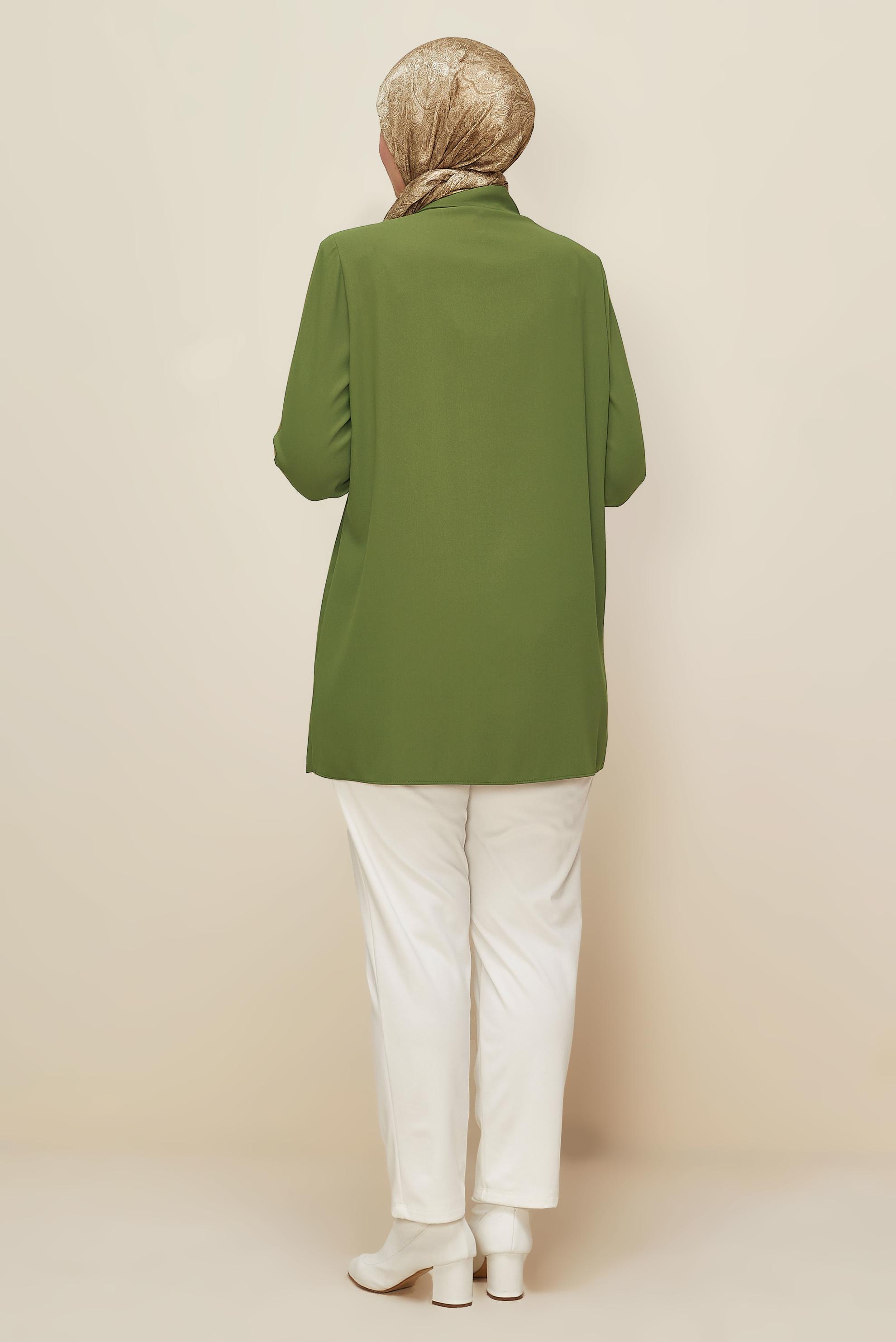 Vêtements hijab KAKI TUNIQUE BRODÉE DE PERLES 20876