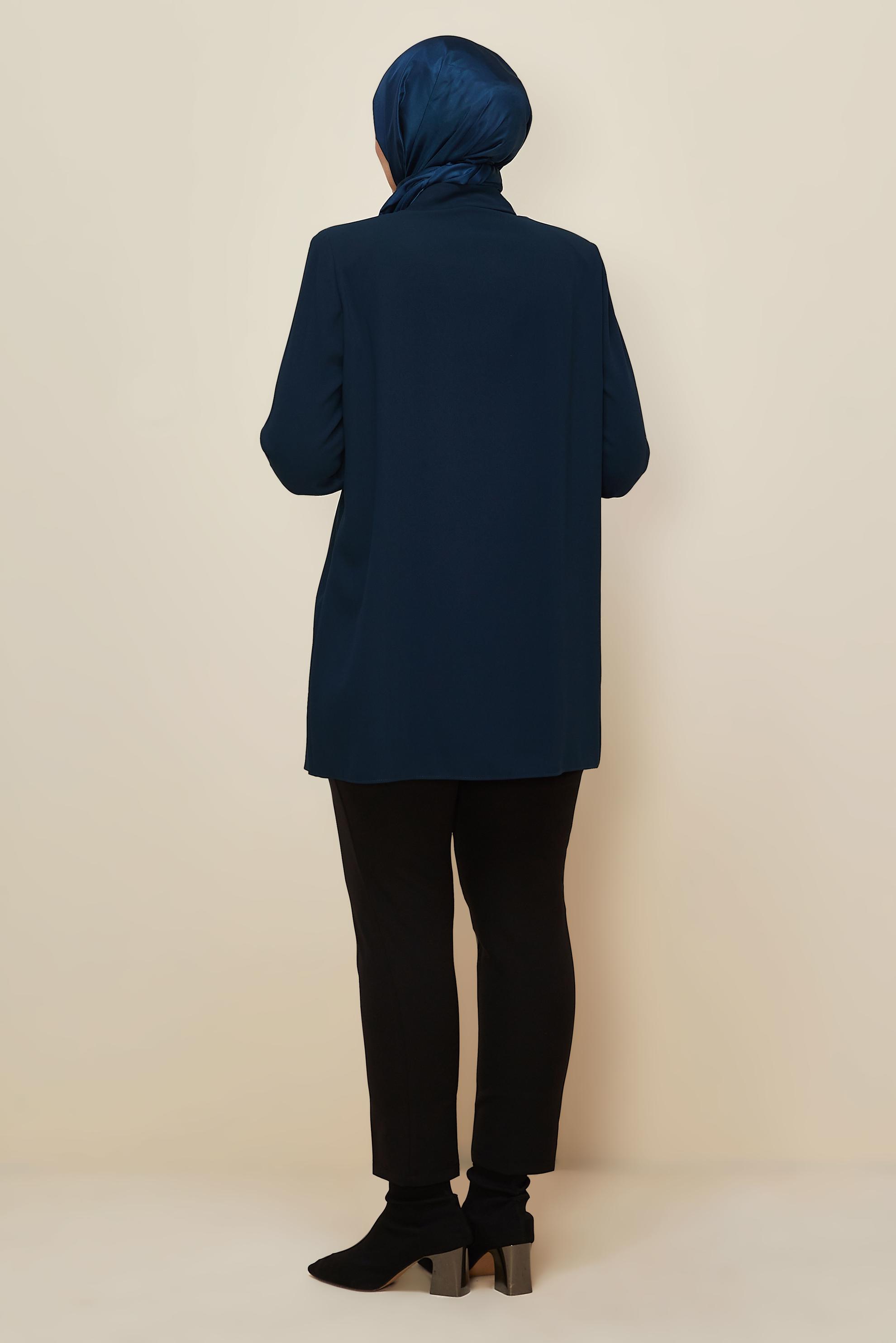 Vêtements hijab BLEU MARINE TUNIQUE BRODÉE DE PERLES 20876