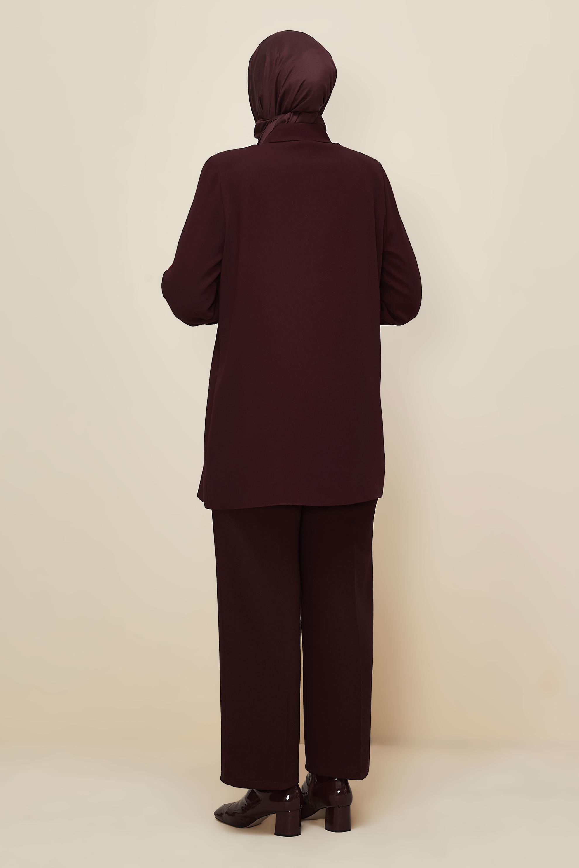 Vêtements hijab ROUGE BORDEAUX TUNIQUE BRODÉE DE PERLES 20876