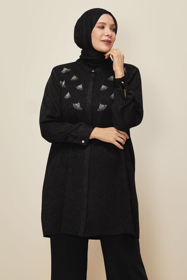 Vêtements hijab NOIR 20878 JAKAR 90010-3 TUNİK 44-50 TEK42 - ALVİNA