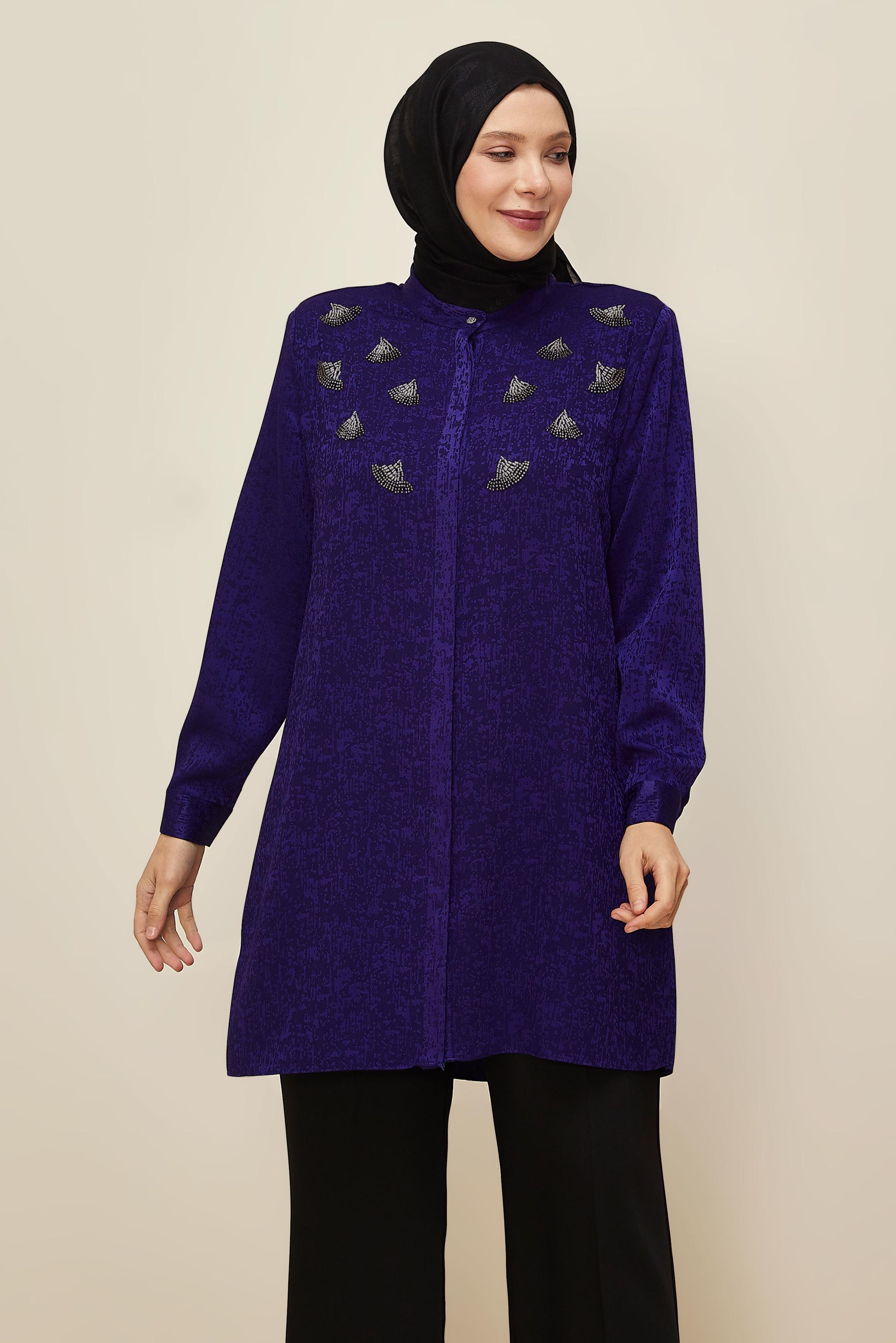 Tesettür giyim MOR JAKAR TUNİK 20878