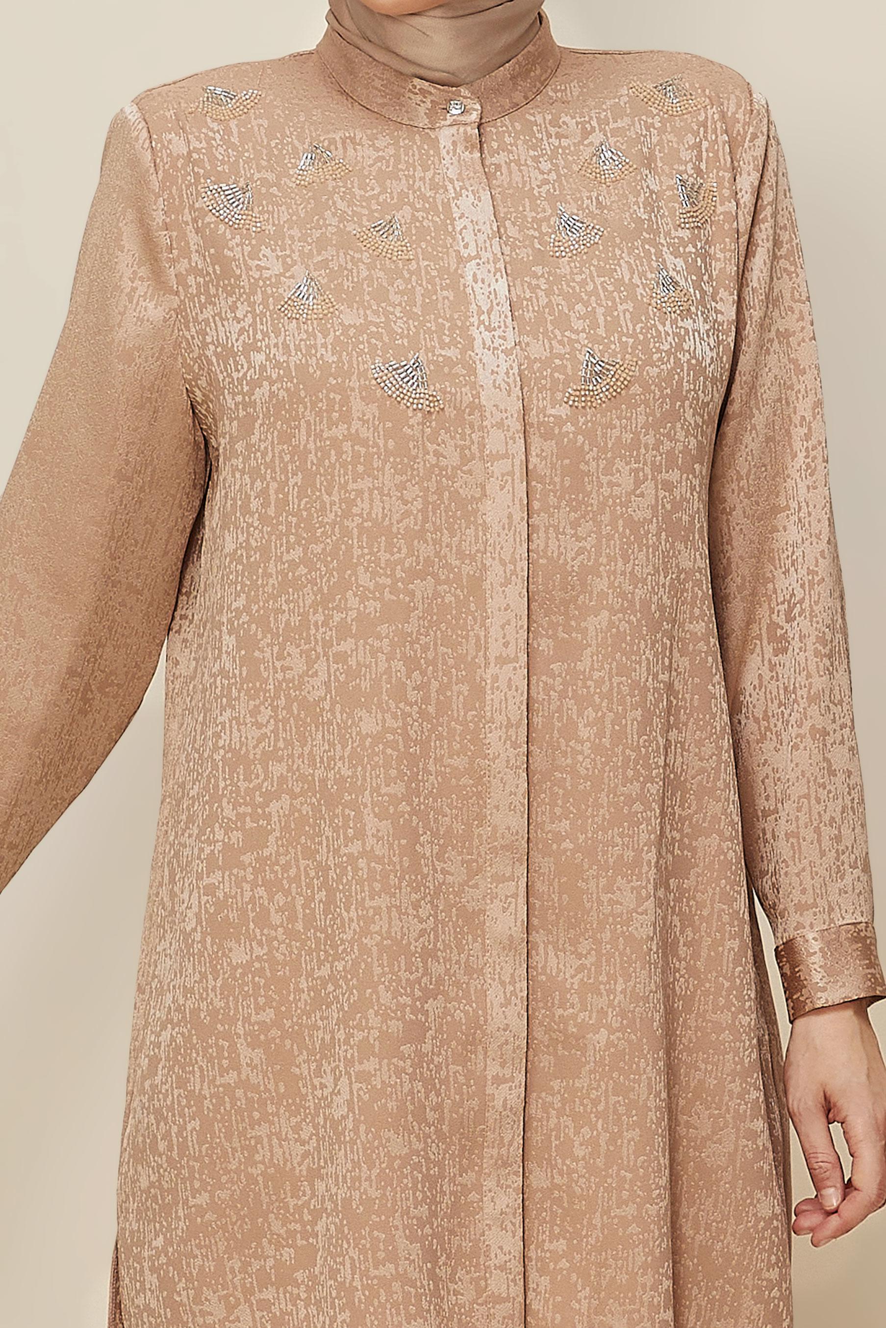 Tesettür giyim BEJ JAKAR TUNİK 20878