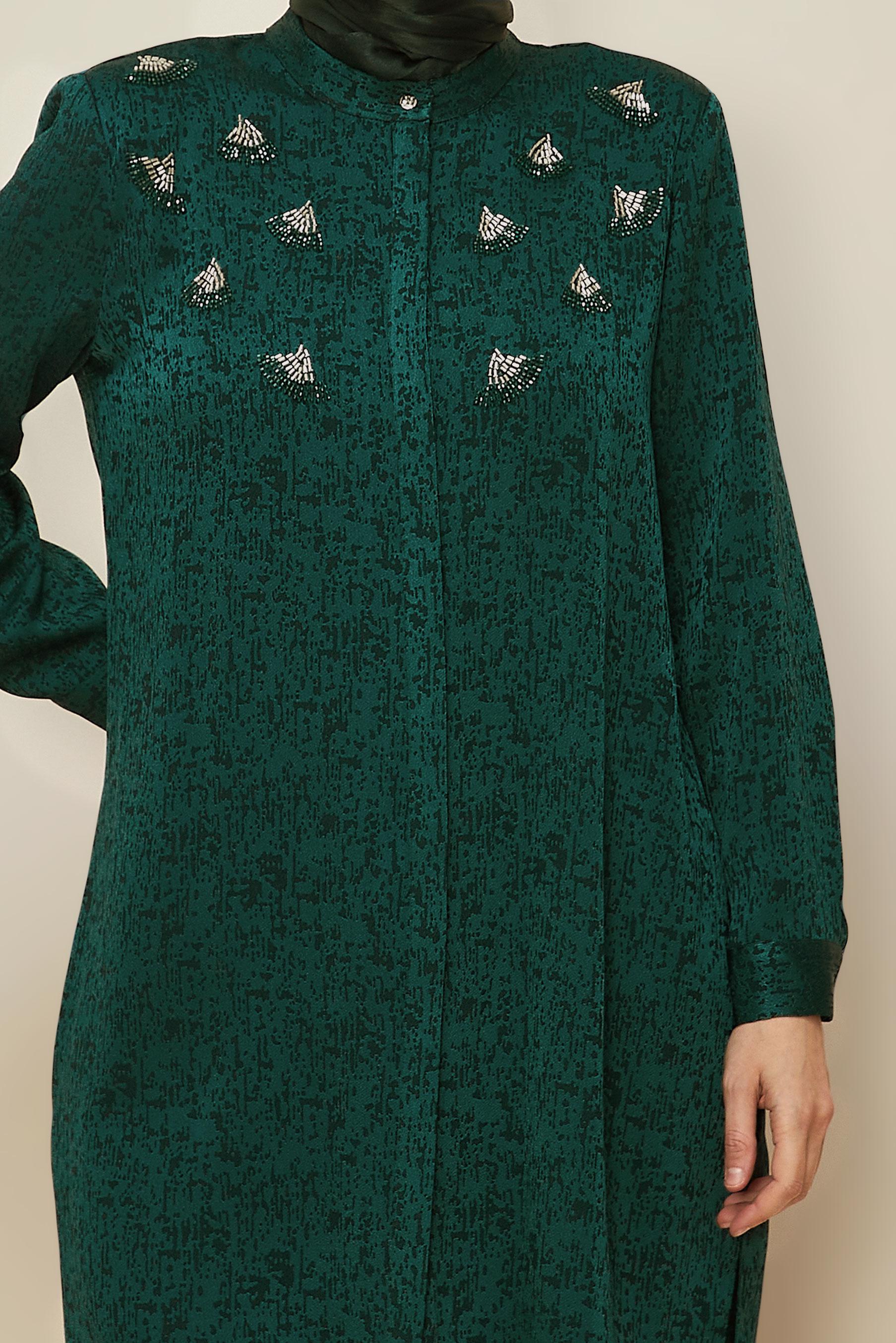 Tesettür giyim YEŞİL JAKAR TUNİK 20878