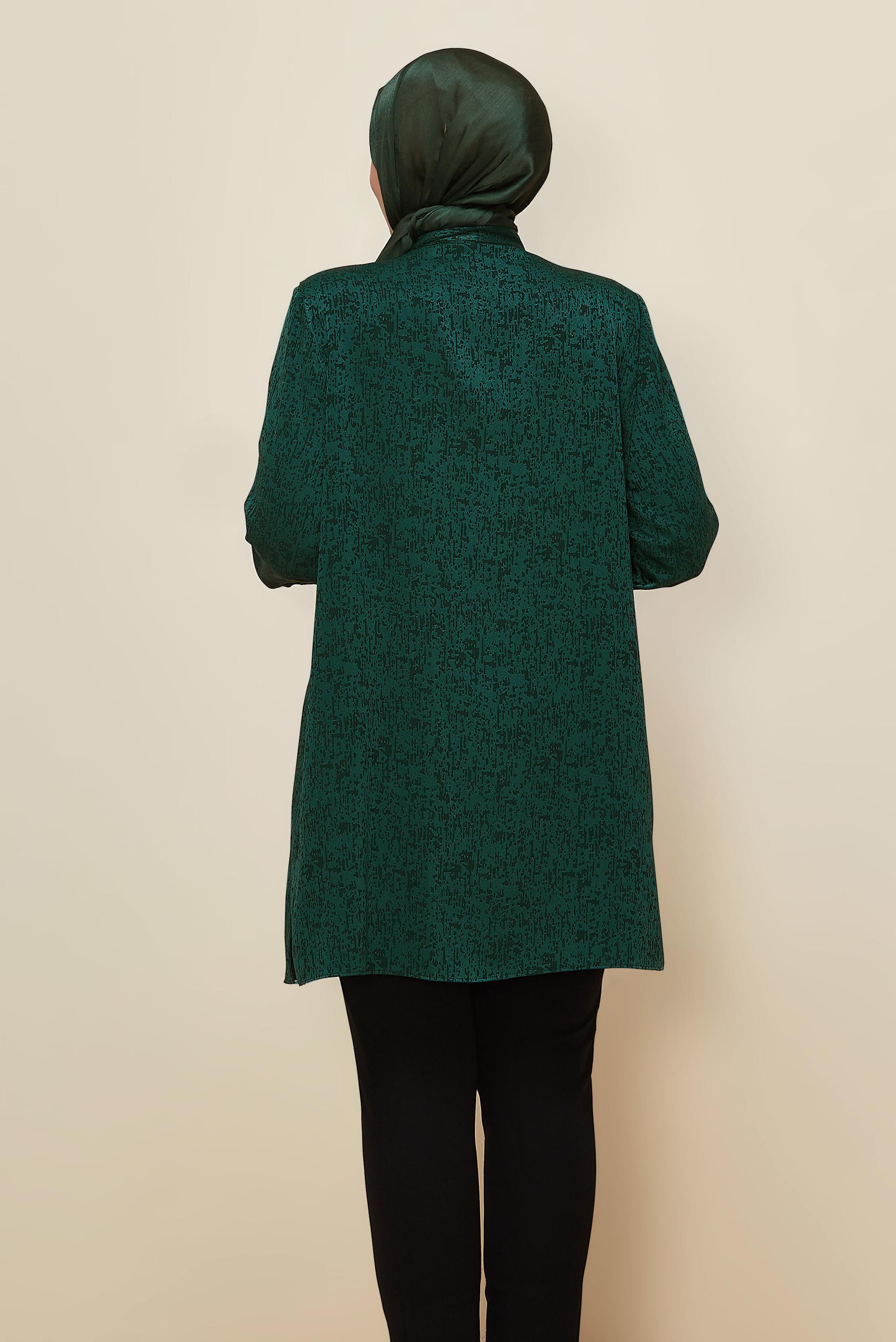 Tesettür giyim YEŞİL JAKAR TUNİK 20878