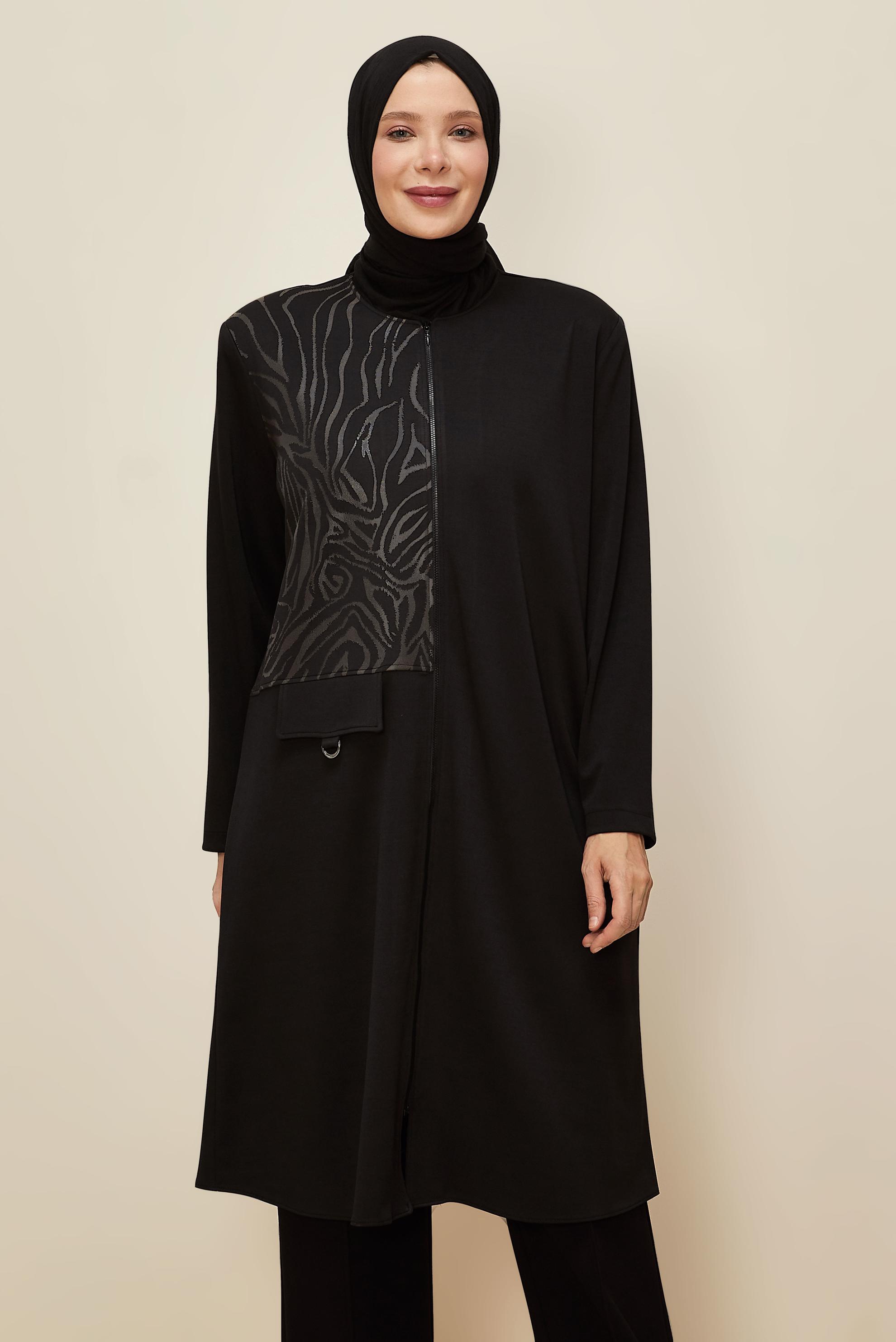 Vêtements hijab NOIR TUNIQUE DÉTAILLÉE ZIPPÉE 20879