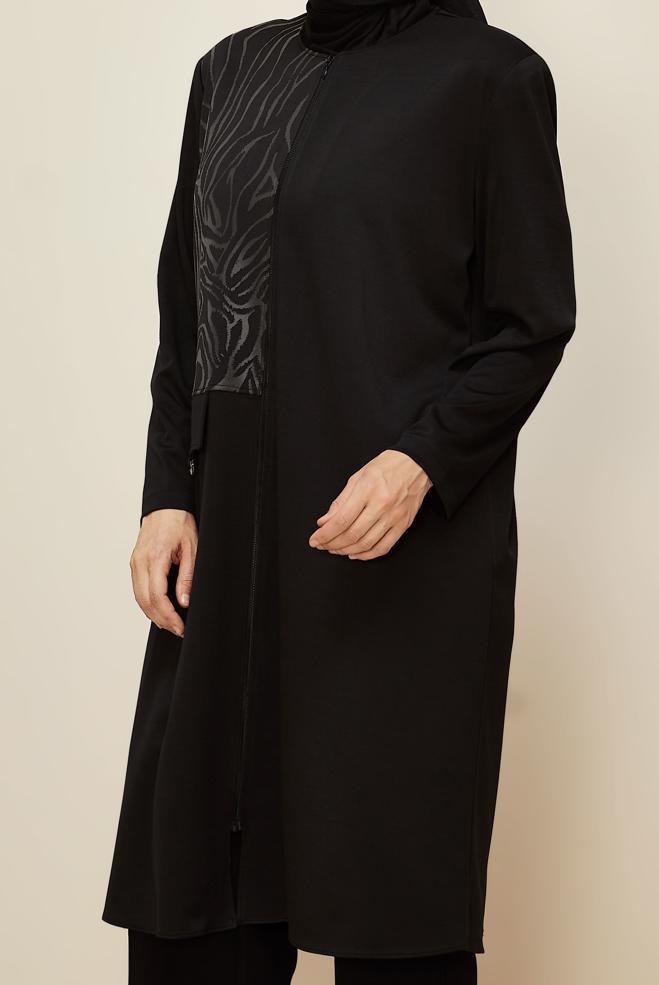 Vêtements hijab NOIR TUNIQUE DÉTAILLÉE ZIPPÉE 20879 - ALVİNA