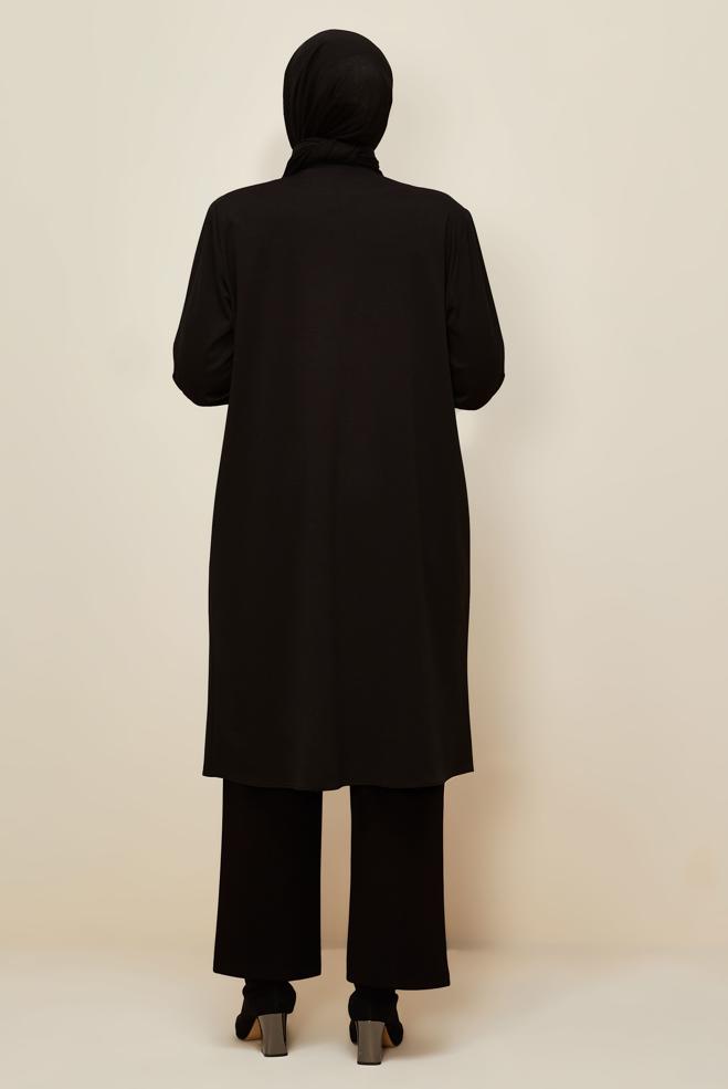 Vêtements hijab NOIR TUNIQUE DÉTAILLÉE ZIPPÉE 20879 - ALVİNA