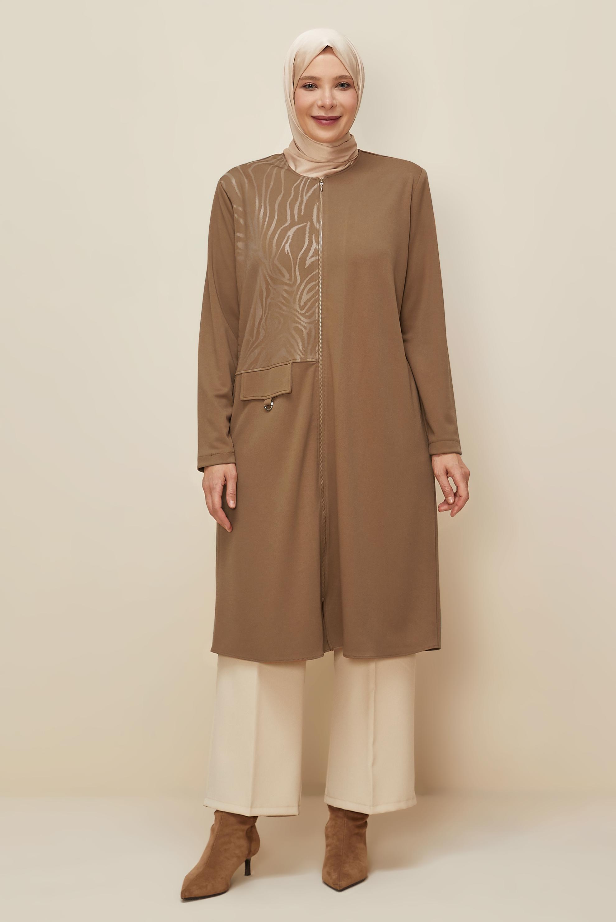 Vêtements hijab BRUN TUNIQUE DÉTAILLÉE ZIPPÉE 20879