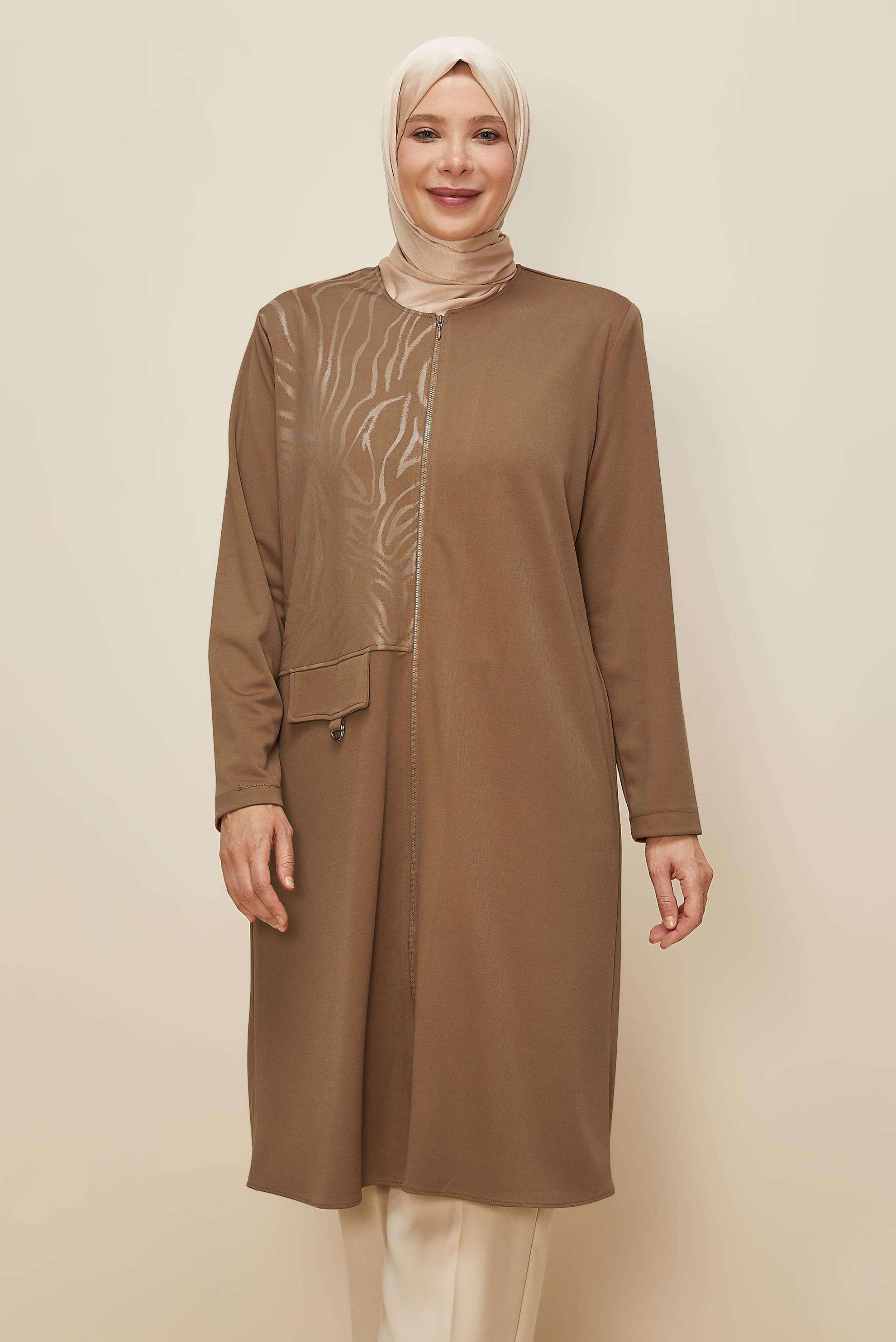 Vêtements hijab BRUN TUNIQUE DÉTAILLÉE ZIPPÉE 20879