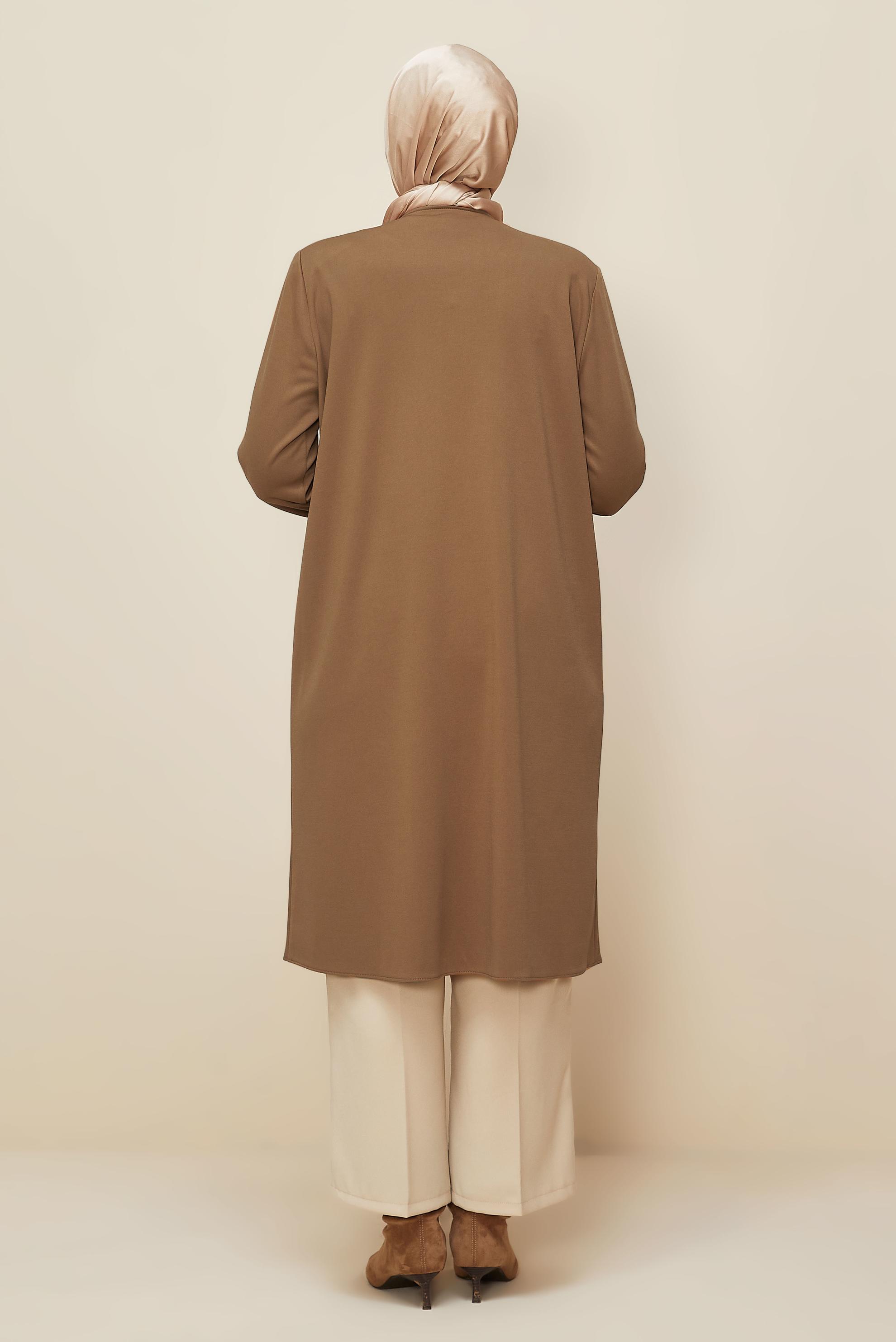 Vêtements hijab BRUN TUNIQUE DÉTAILLÉE ZIPPÉE 20879