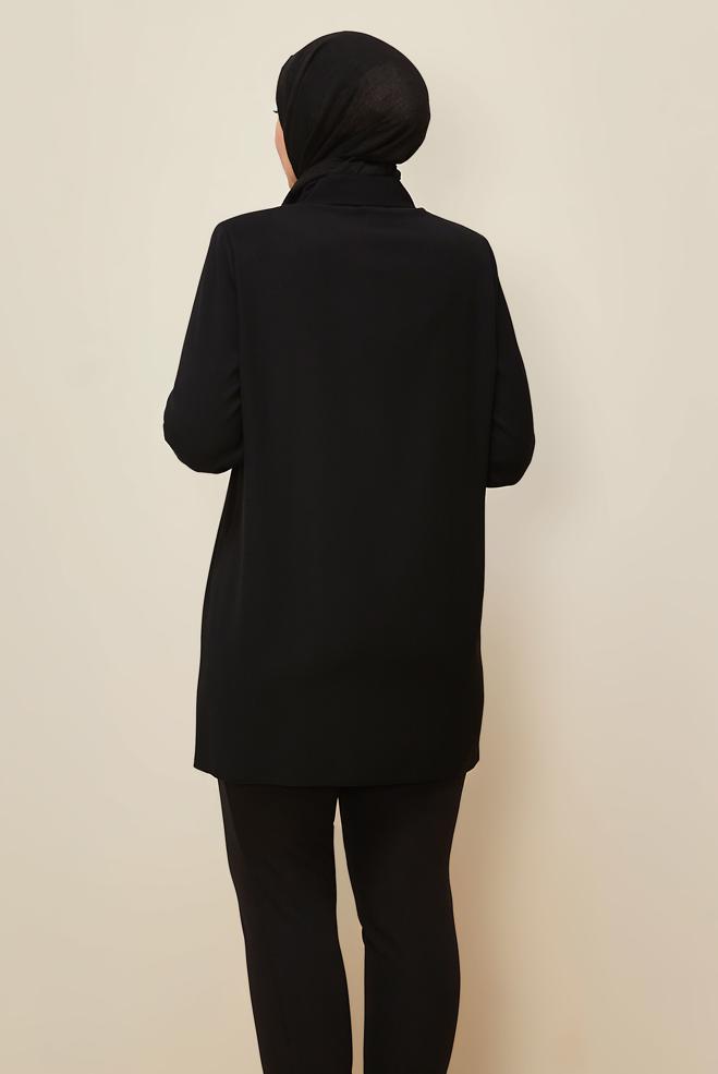Vêtements hijab NOIR TUNIQUE DÉTAILLÉE À PAILLETTES 20894 - ALVİNA