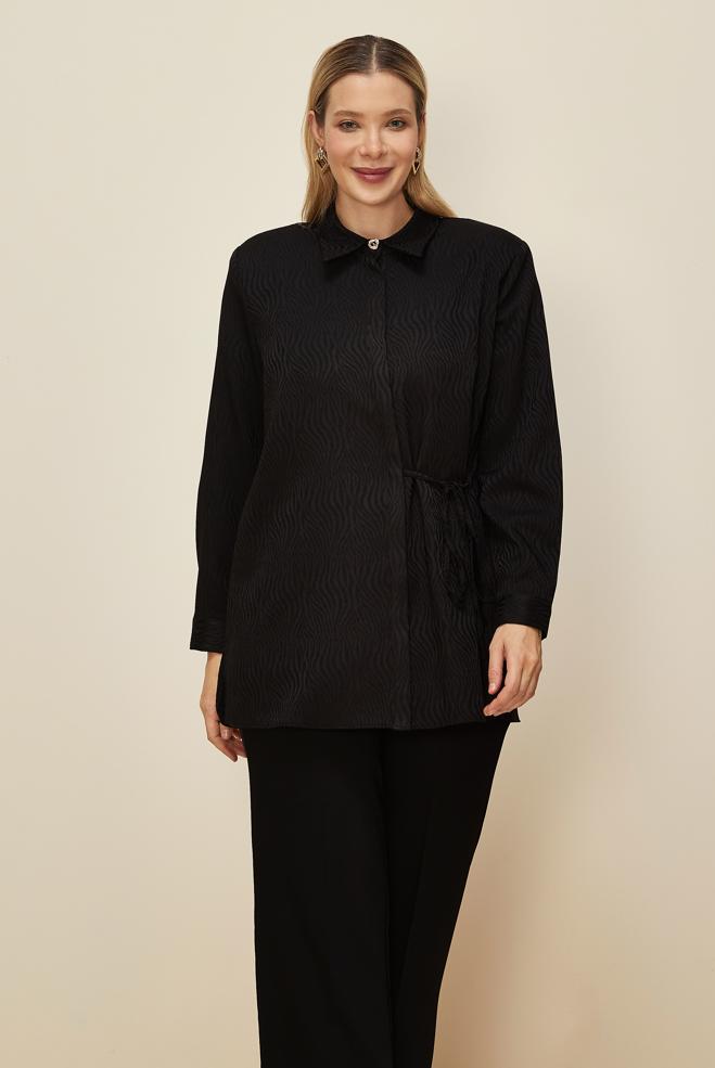 Hijab clothing BLACK SIDE TIE TUNIC 20904 - ALVİNA