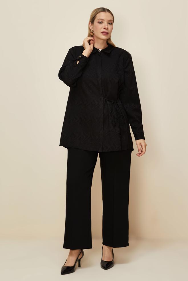 Hijab clothing BLACK SIDE TIE TUNIC 20904 - ALVİNA