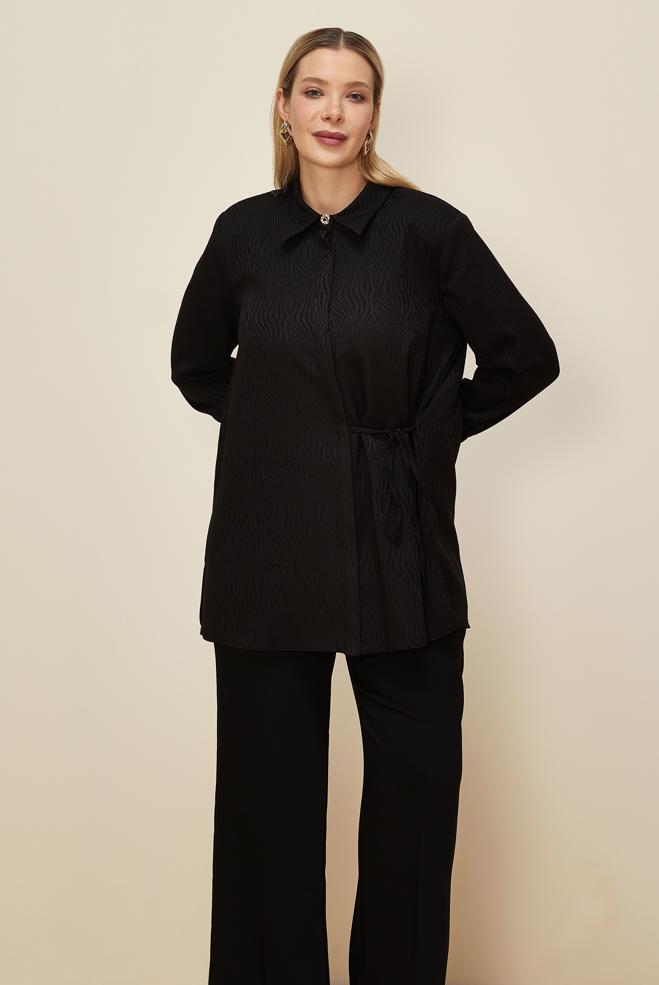 Hijab clothing BLACK SIDE TIE TUNIC 20904 - ALVİNA