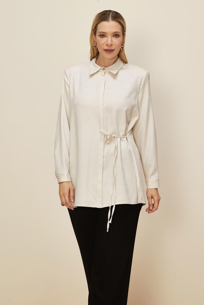 Hijab clothing ECRU SIDE TIE TUNIC 20904 - ALVİNA