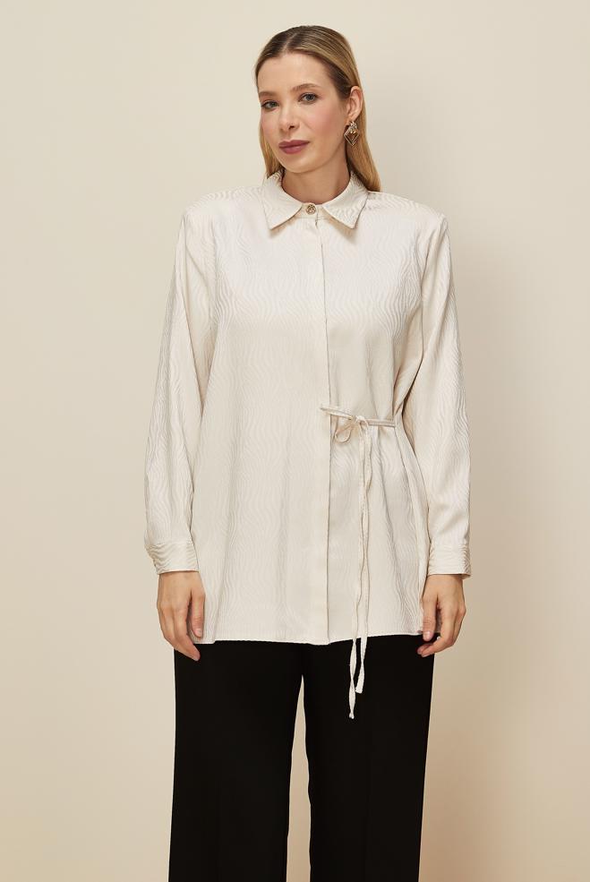 Hijab clothing ECRU SIDE TIE TUNIC 20904 - ALVİNA