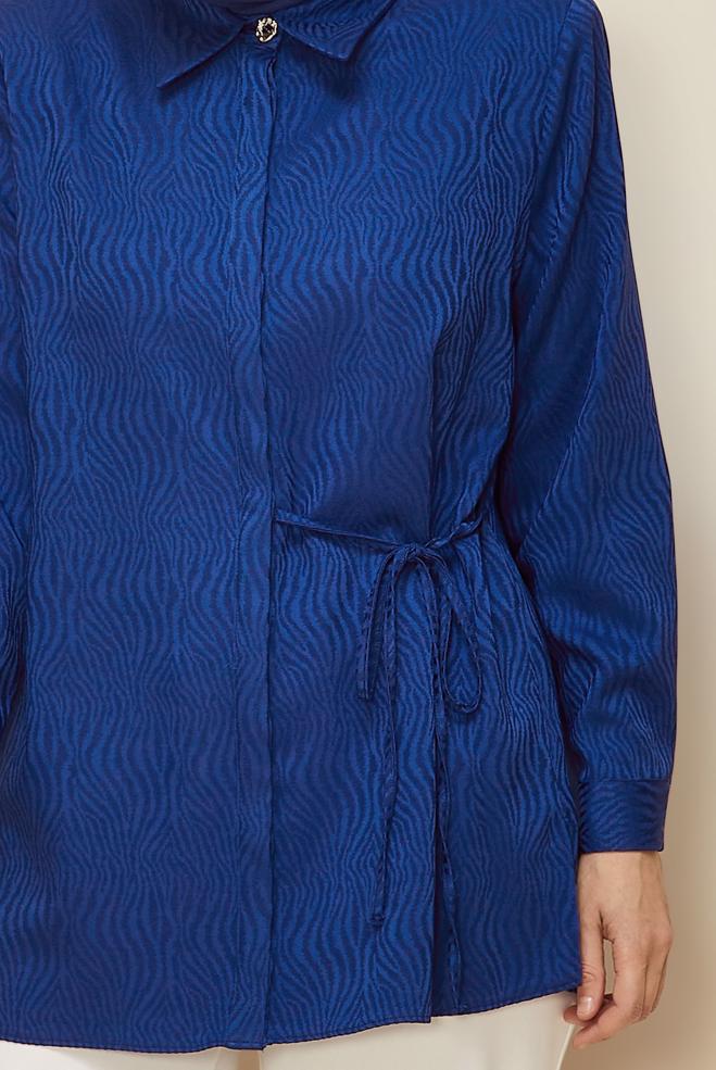 Hijab clothing NAVY BLUE SIDE TIE TUNIC 20904 - ALVİNA