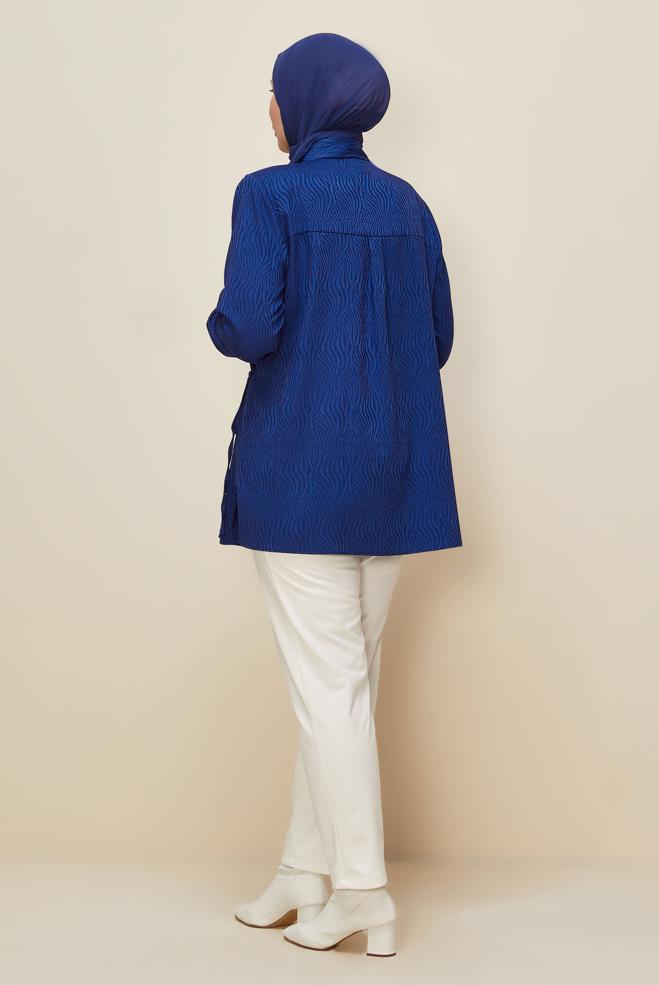 Hijab clothing NAVY BLUE SIDE TIE TUNIC 20904 - ALVİNA