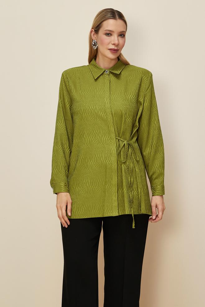 Hijab clothing GREEN SIDE TIE TUNIC 20904 - ALVİNA