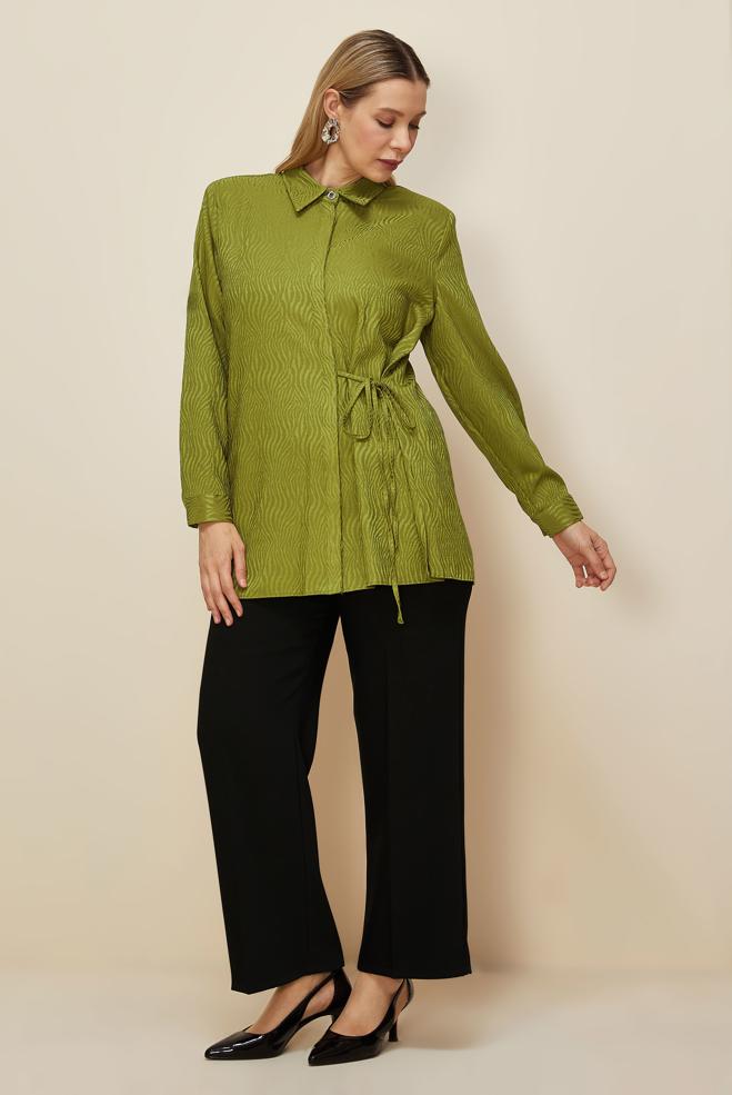 Hijab clothing GREEN SIDE TIE TUNIC 20904 - ALVİNA