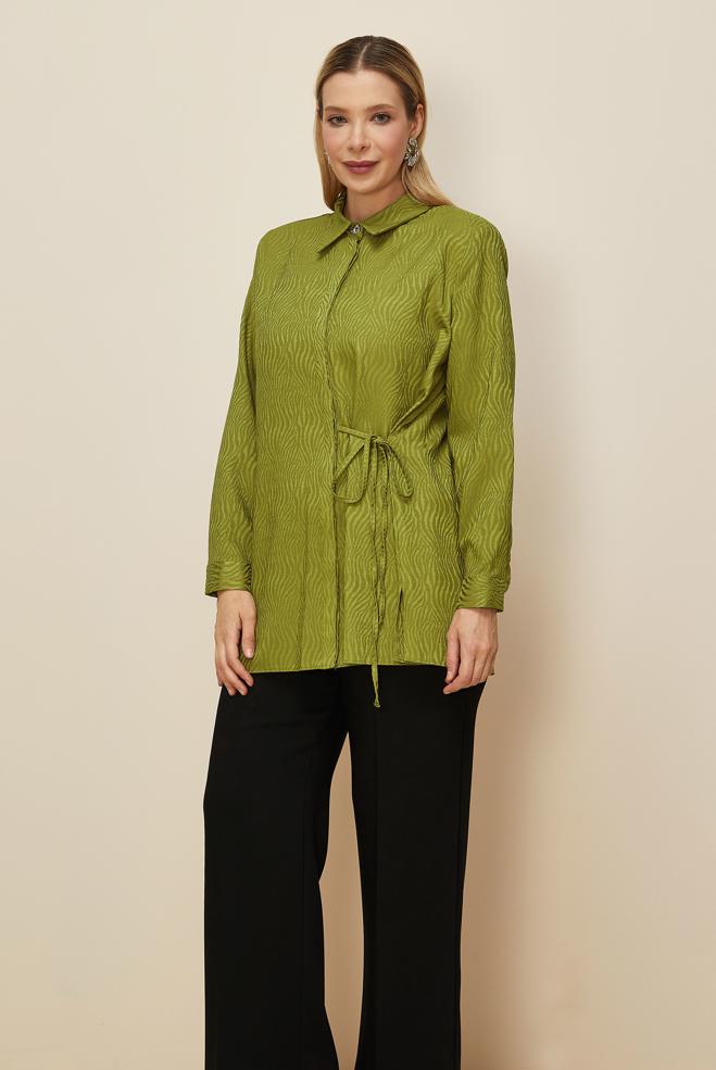 Hijab clothing GREEN SIDE TIE TUNIC 20904 - ALVİNA