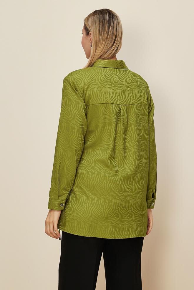 Hijab clothing GREEN SIDE TIE TUNIC 20904 - ALVİNA