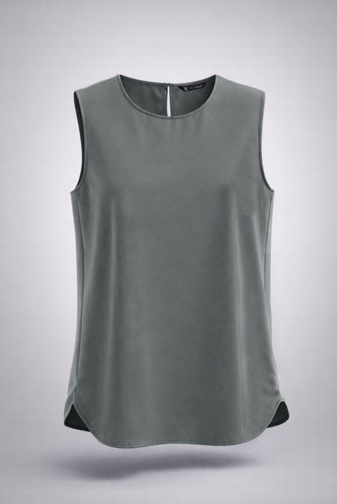 Tesettür giyim GRİ BİSİKLET YAKA İÇ TUNİK 4486 - ALVİNA