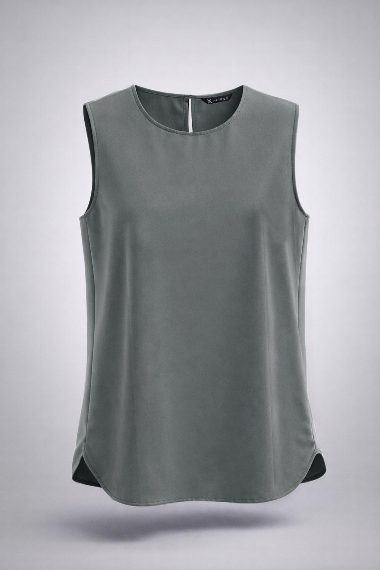 Tesettür giyim GRİ BİSİKLET YAKA İÇ TUNİK 4486