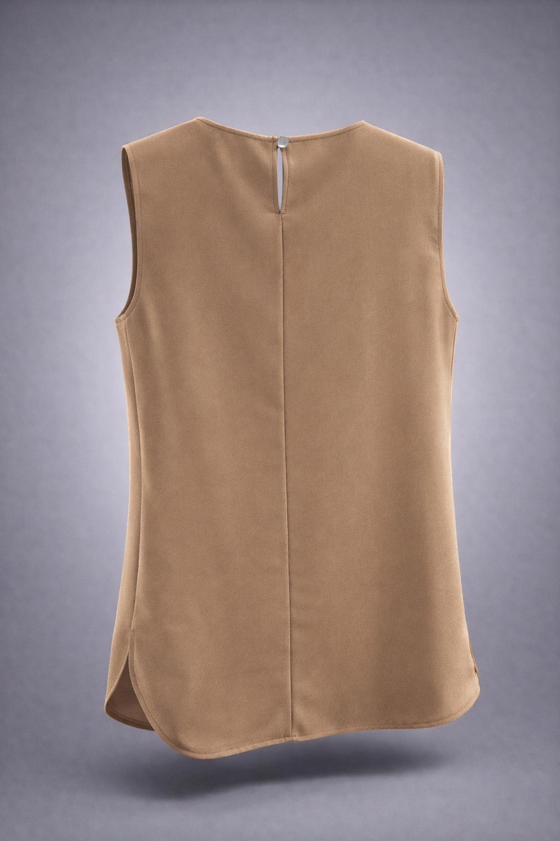 Tesettür giyim KAHVE BİSİKLET YAKA İÇ TUNİK 4486