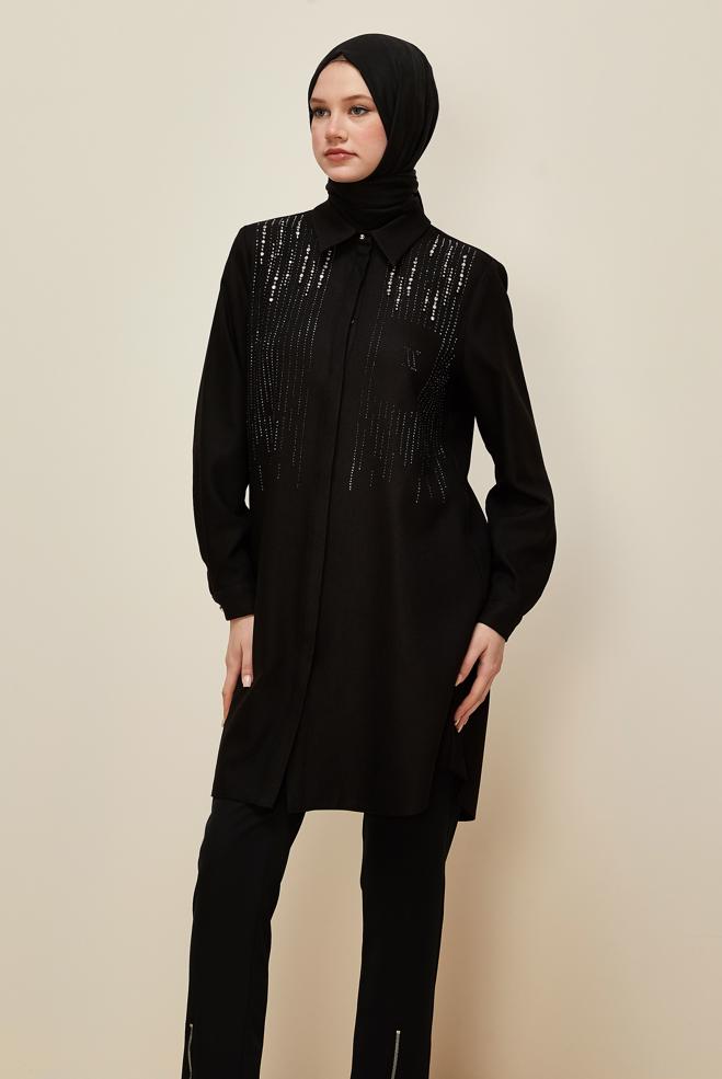 Tesettür giyim SİYAH 45047 44115 TUNİK 40-46 TEK 38 - ALVİNA