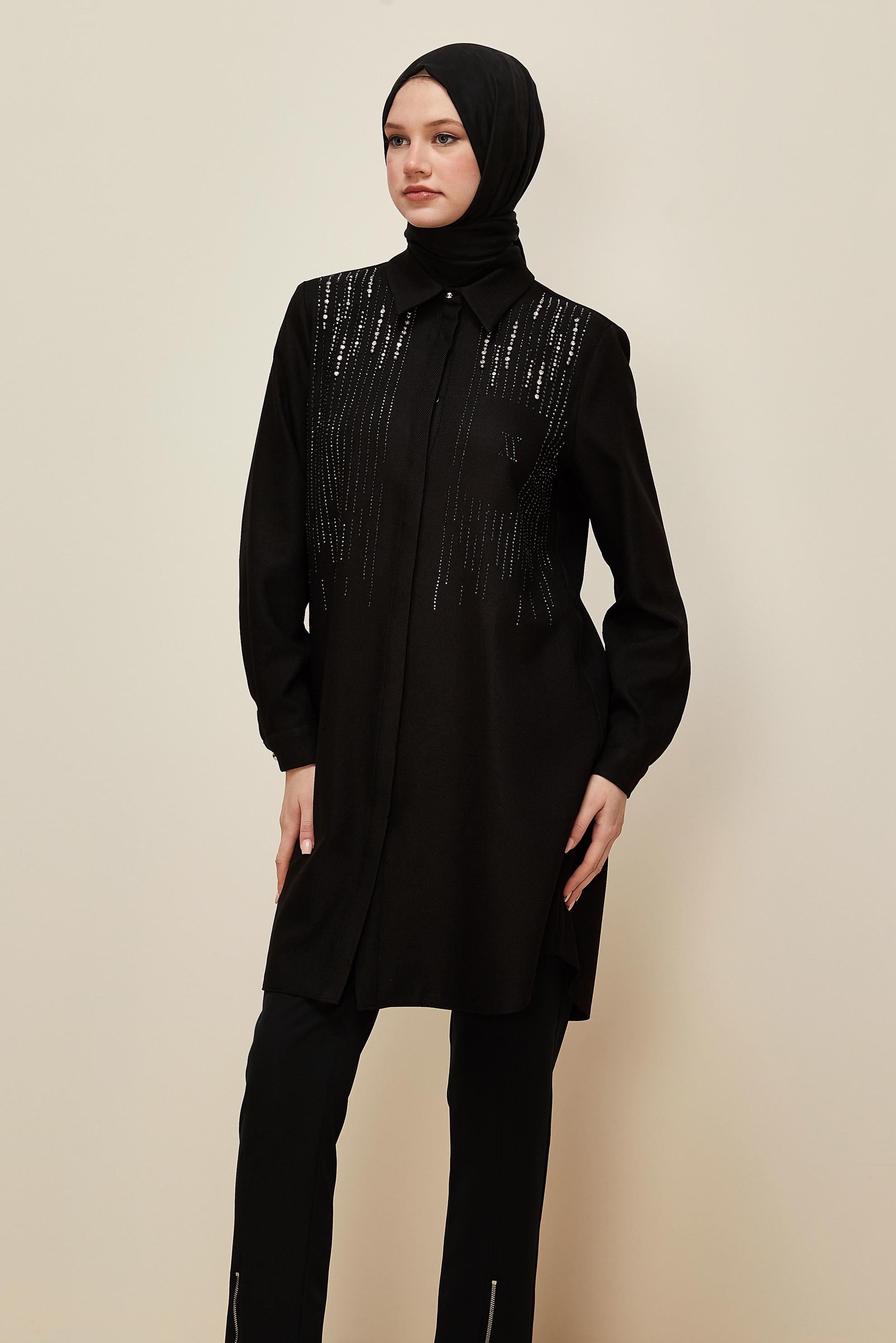 Vêtements hijab NOIR 45047 44115 TUNİK 40-46 TEK 38