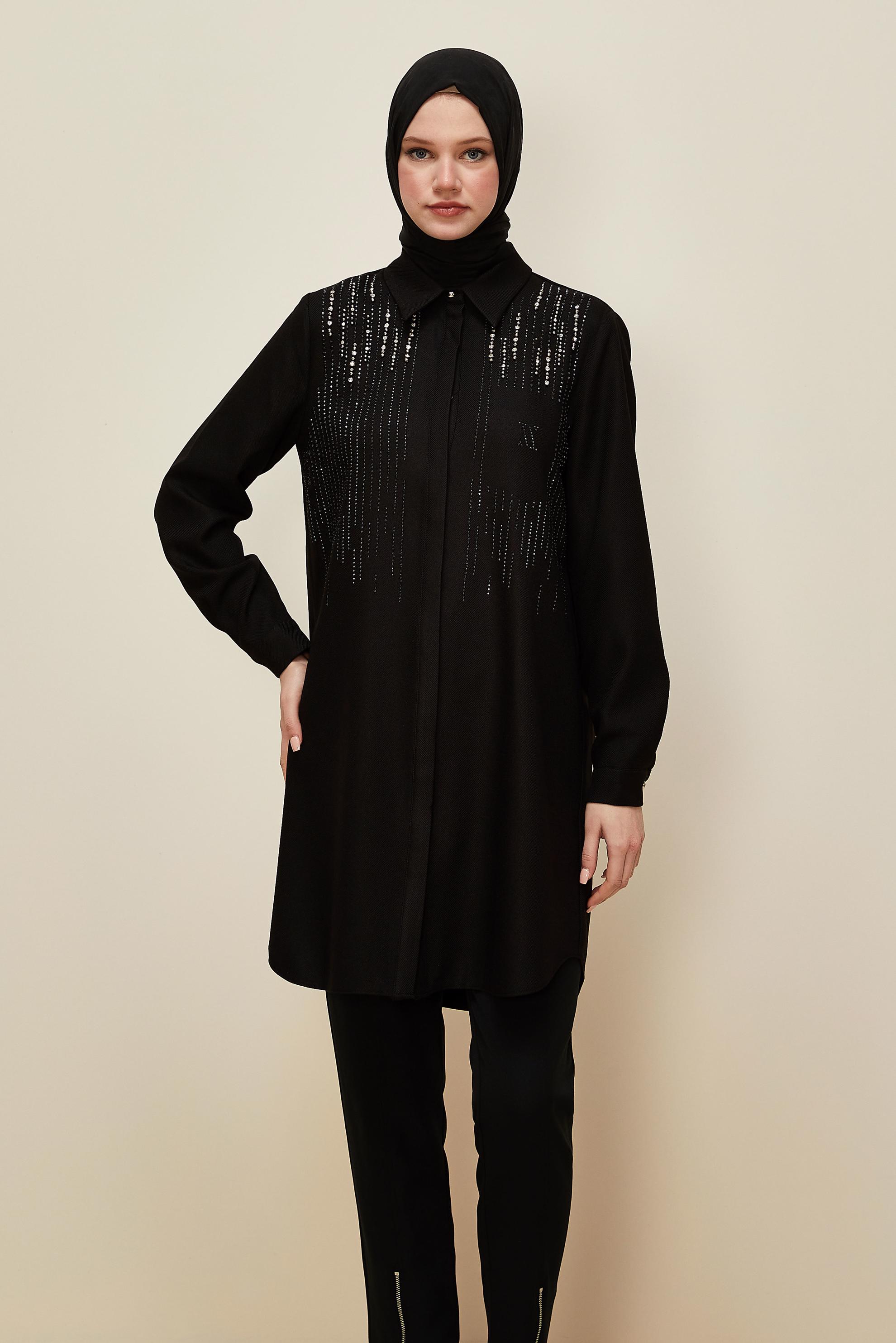 Vêtements hijab NOIR 45047 44115 TUNİK 40-46 TEK 38