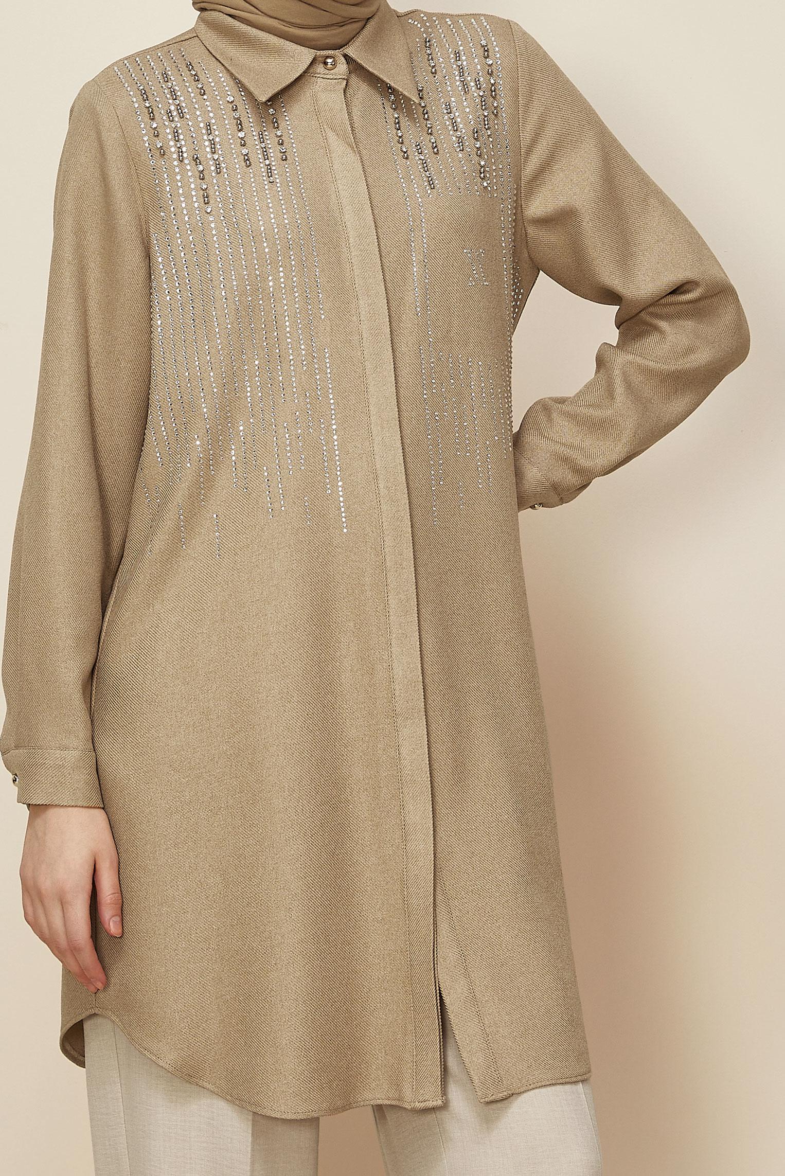 Tesettür giyim BEJ 45047 44115 TUNİK 40-46 TEK 38