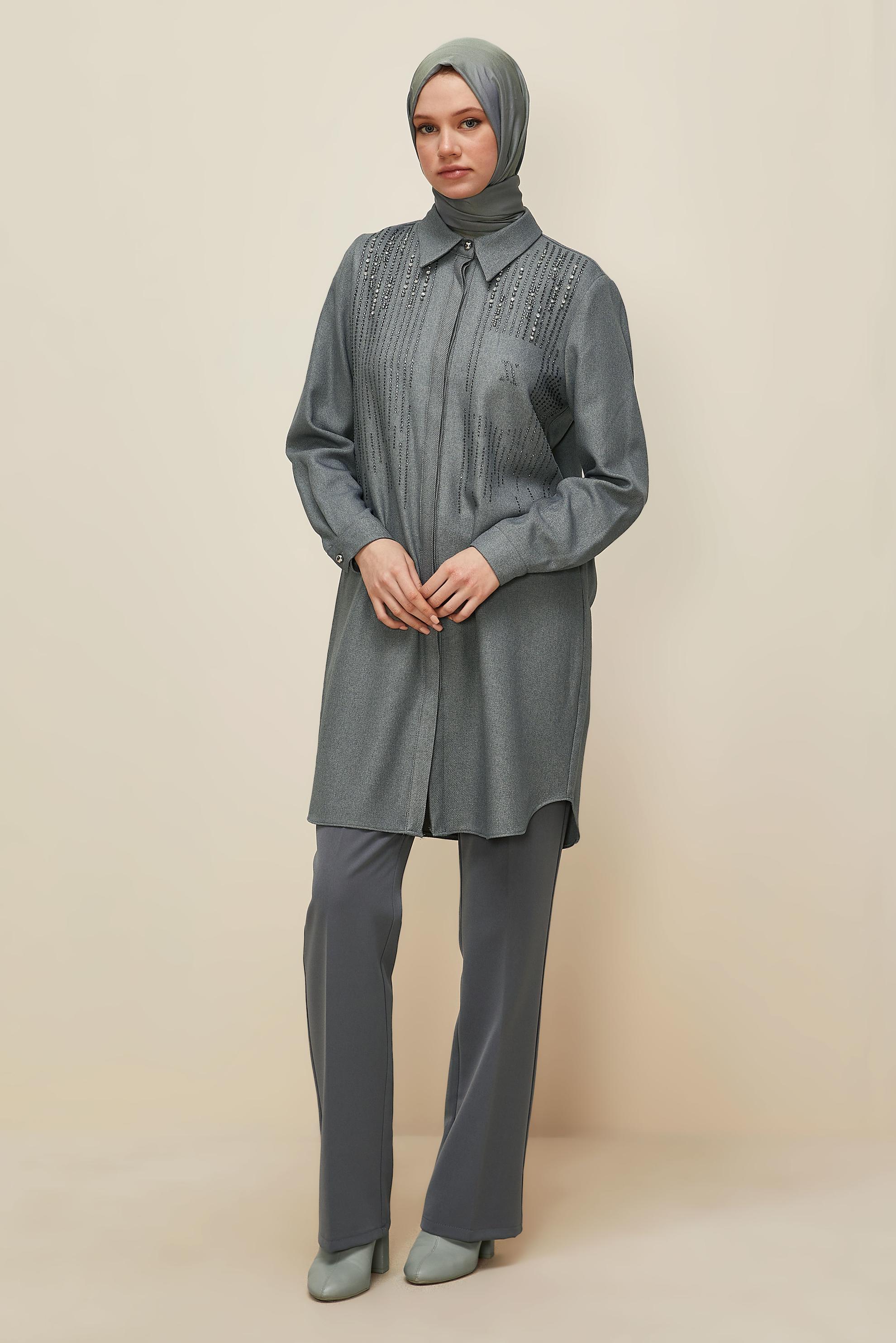 Vêtements hijab GRIS 45047 44115 TUNİK 40-46 TEK 38