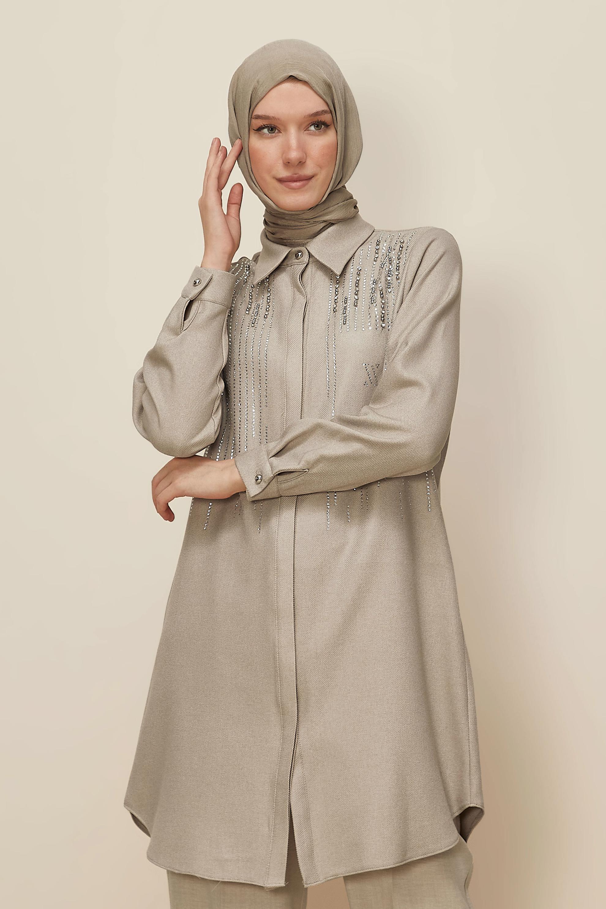 Tesettür giyim BEJ 45047 44115 TUNİK 40-46 TEK 38