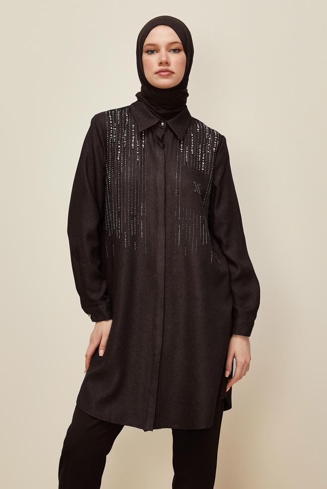 Tesettür giyim KAHVE 45047 44115 TUNİK 40-46 TEK 38 - ALVİNA
