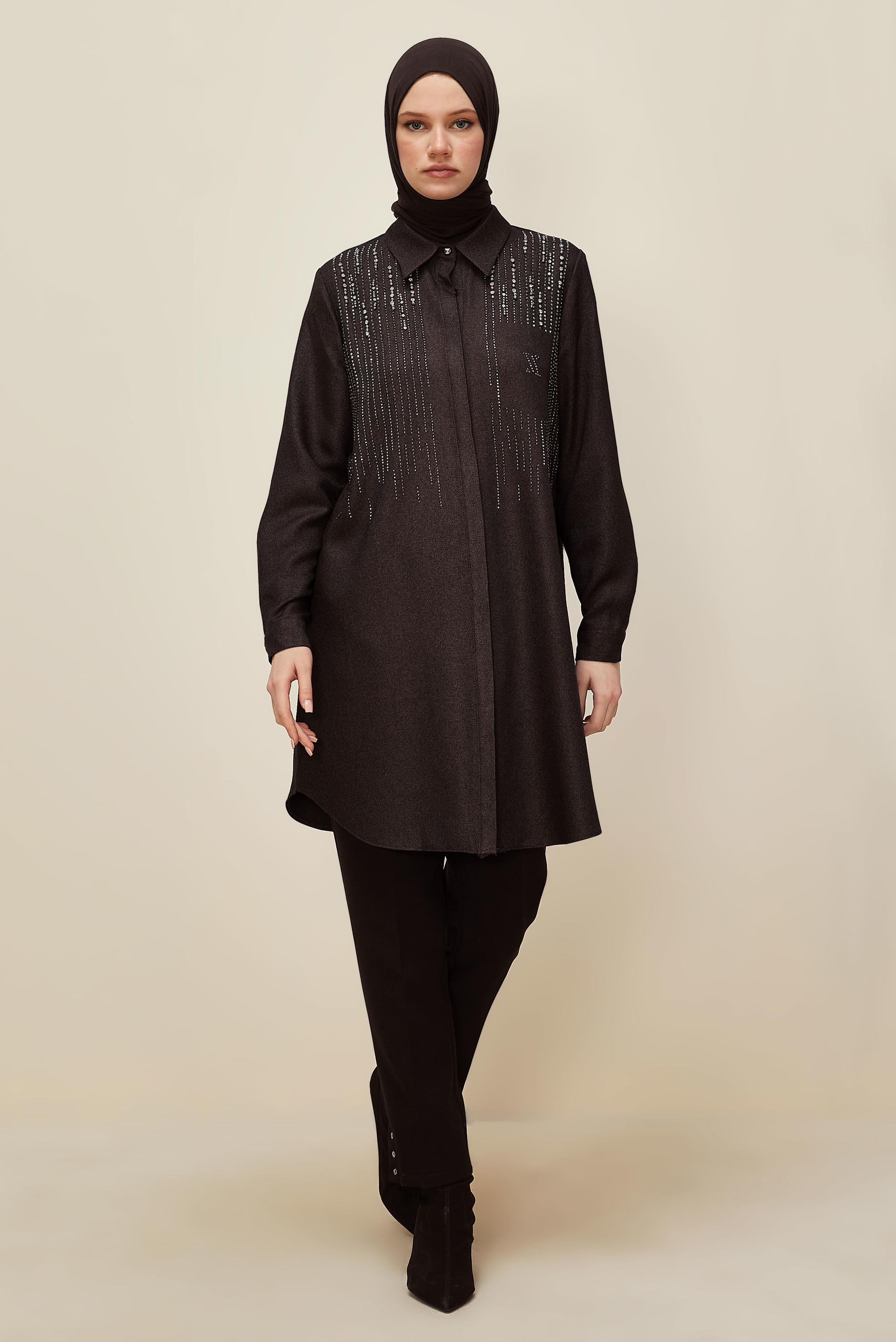 Tesettür giyim KAHVE 45047 44115 TUNİK 40-46 TEK 38